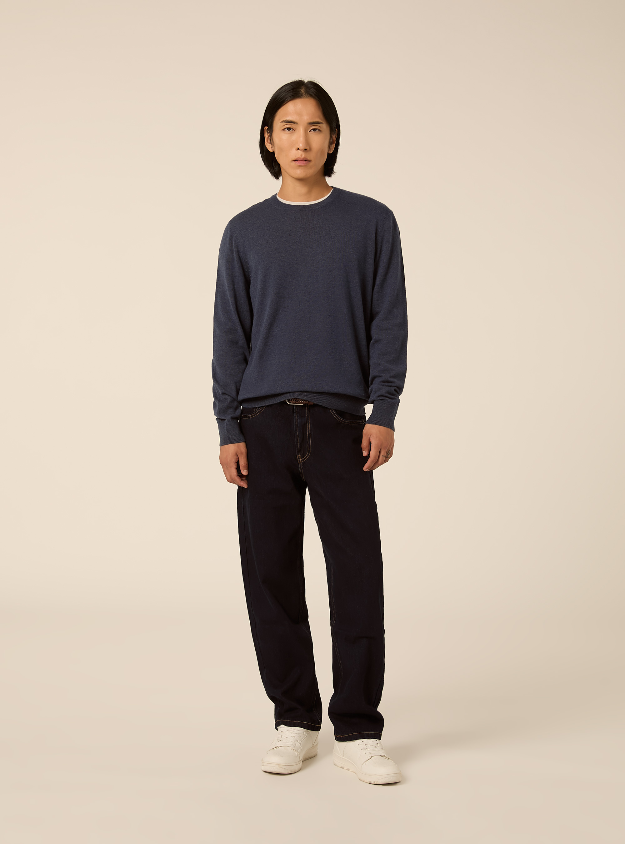 Rundhals pullover aus wolle und kaschmirmischung, IN2 INDIGO MEDIUM