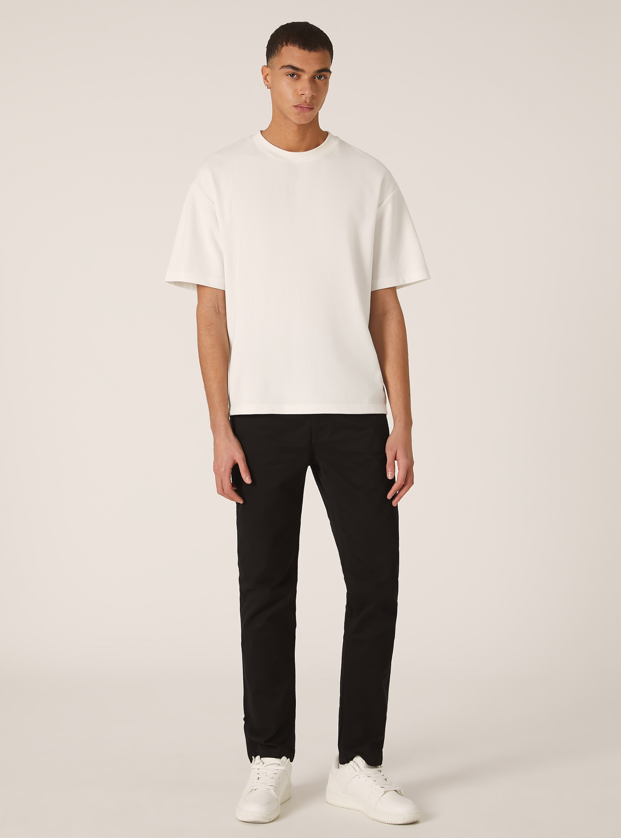 Skinny fit cotton trousers, BK1 BLACK