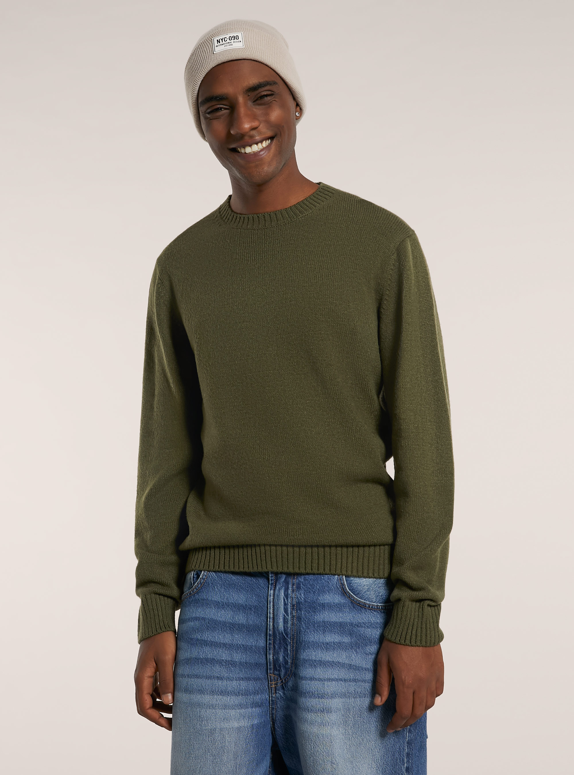 Cashmere like crew-neck pullover, KY1 KAKY DARK