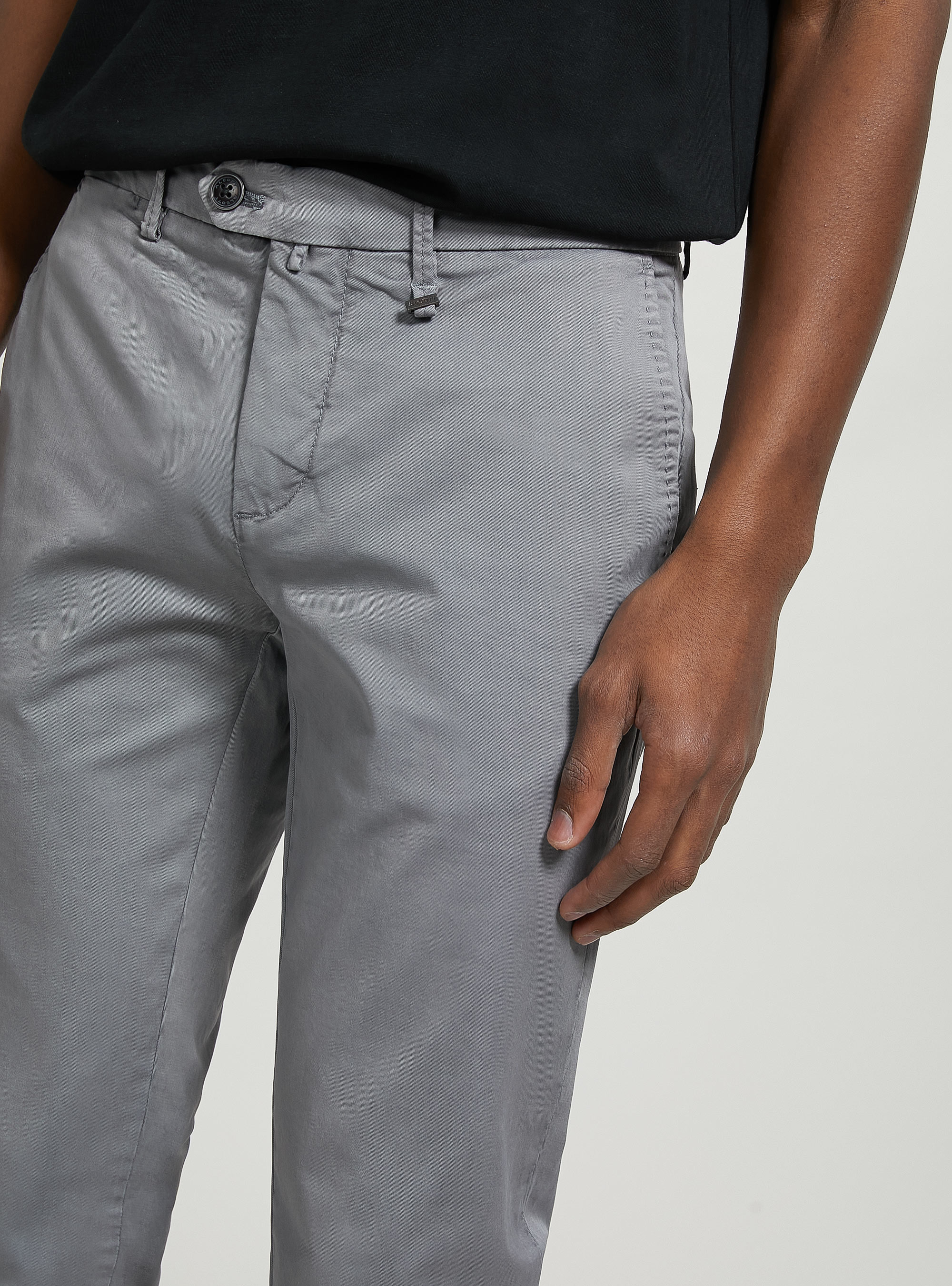 Stretch cotton twill chinos, GY3 GREY LIGHT