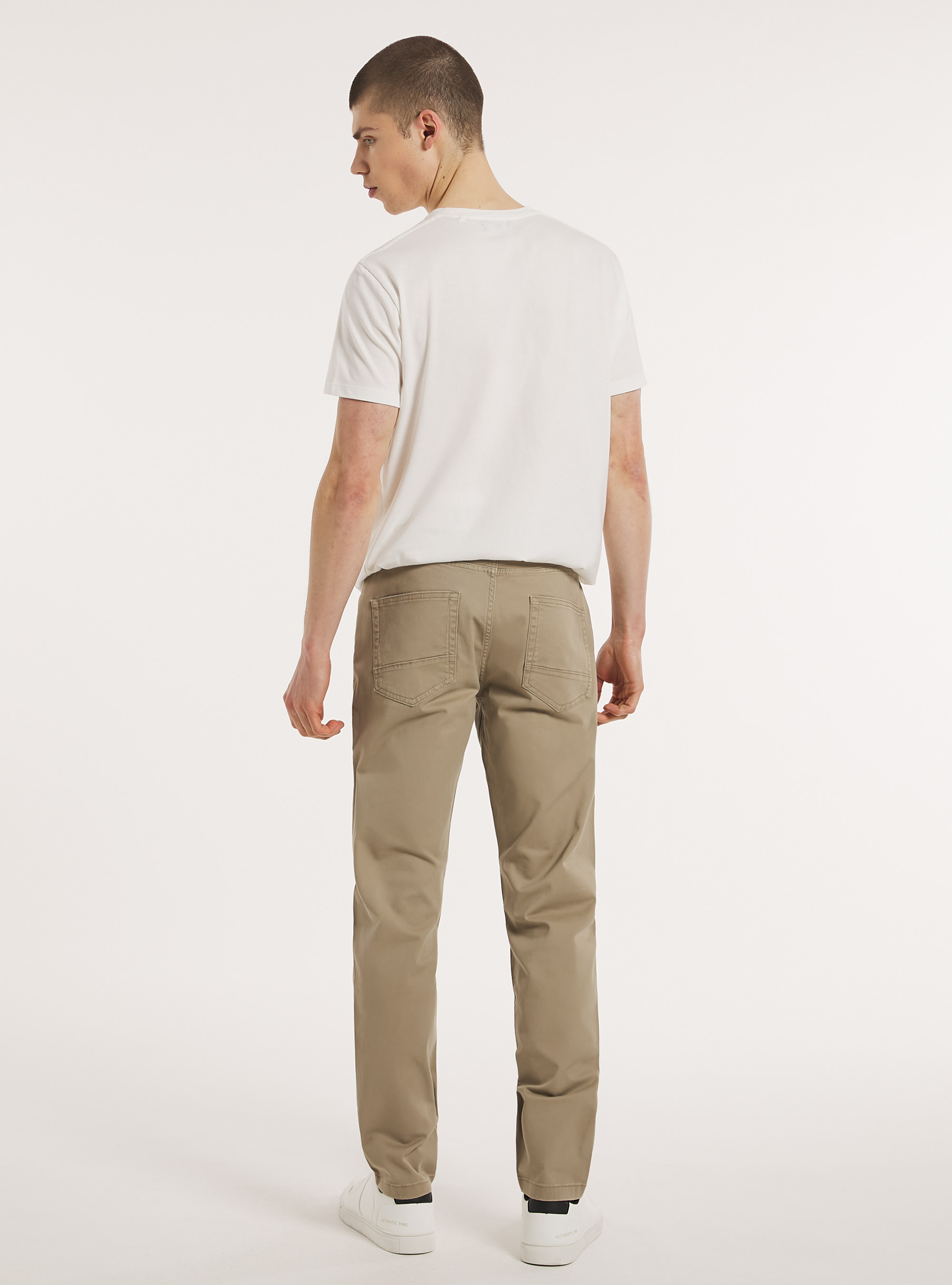Skinny fit cotton trousers, BG1 BEIGE DARK