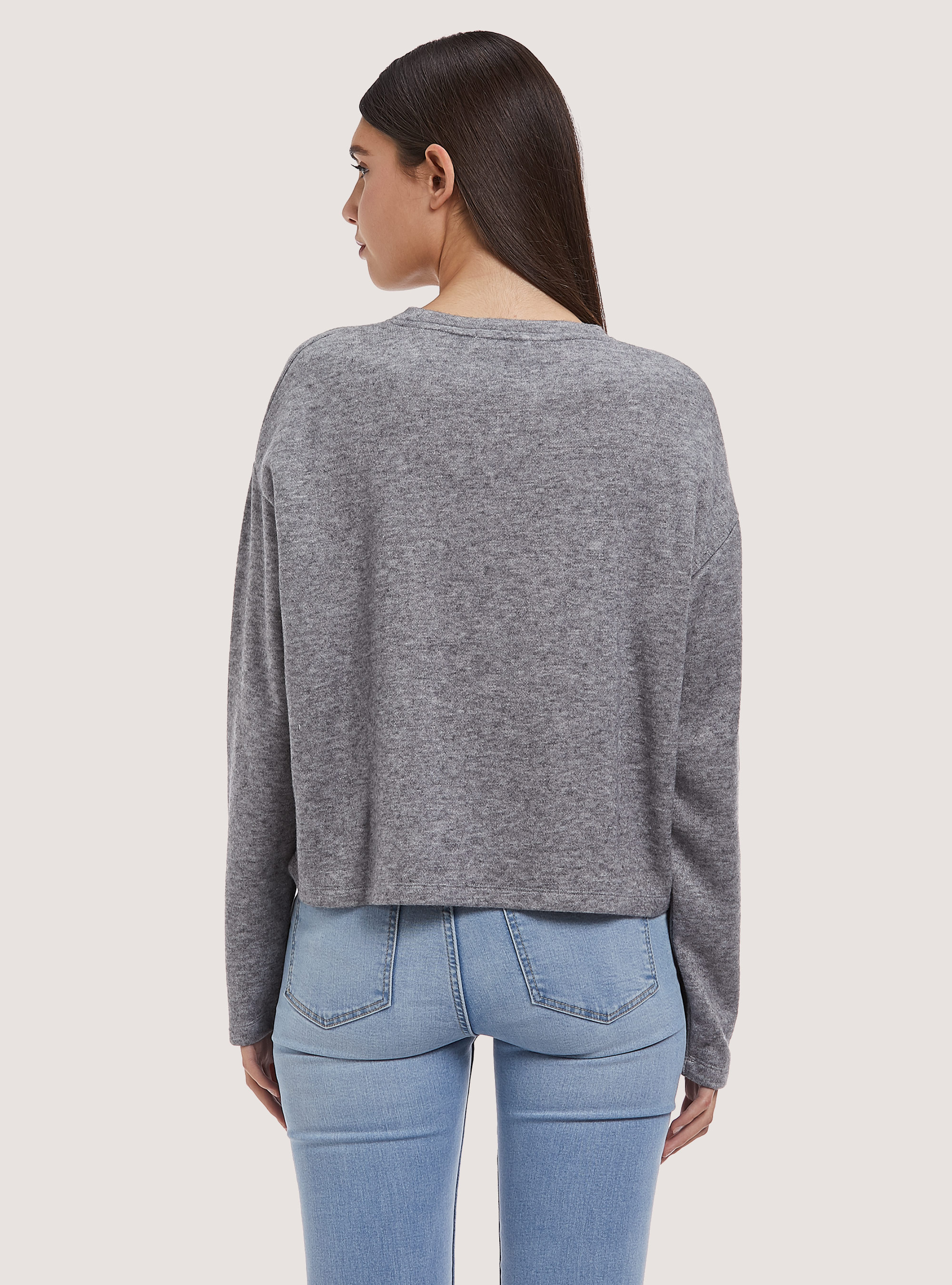 Sweat-shirt au toucher doux, C135 GREY MELANGE