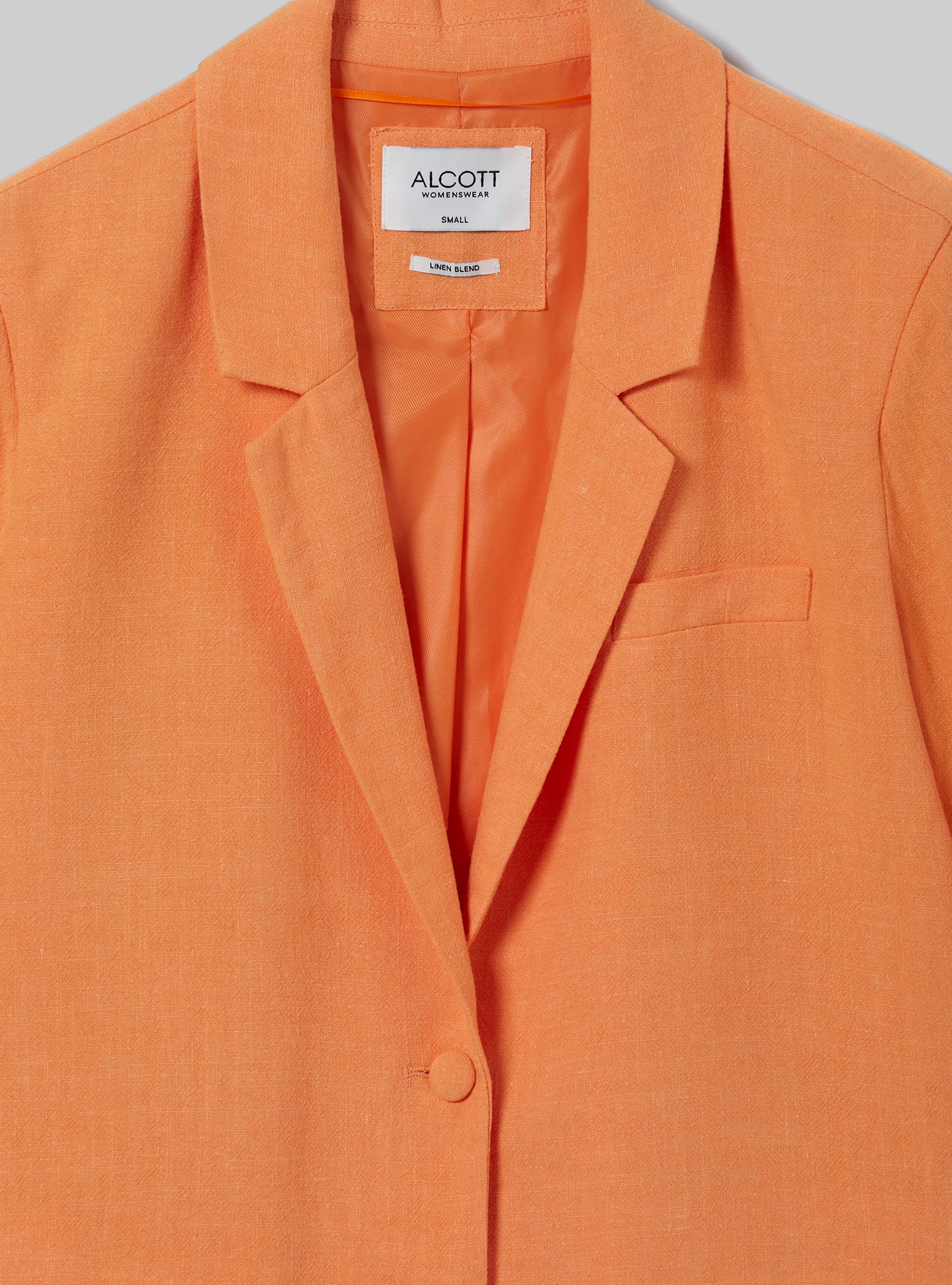 Linen blend cropped blazer, OR2 ORANGE MED.