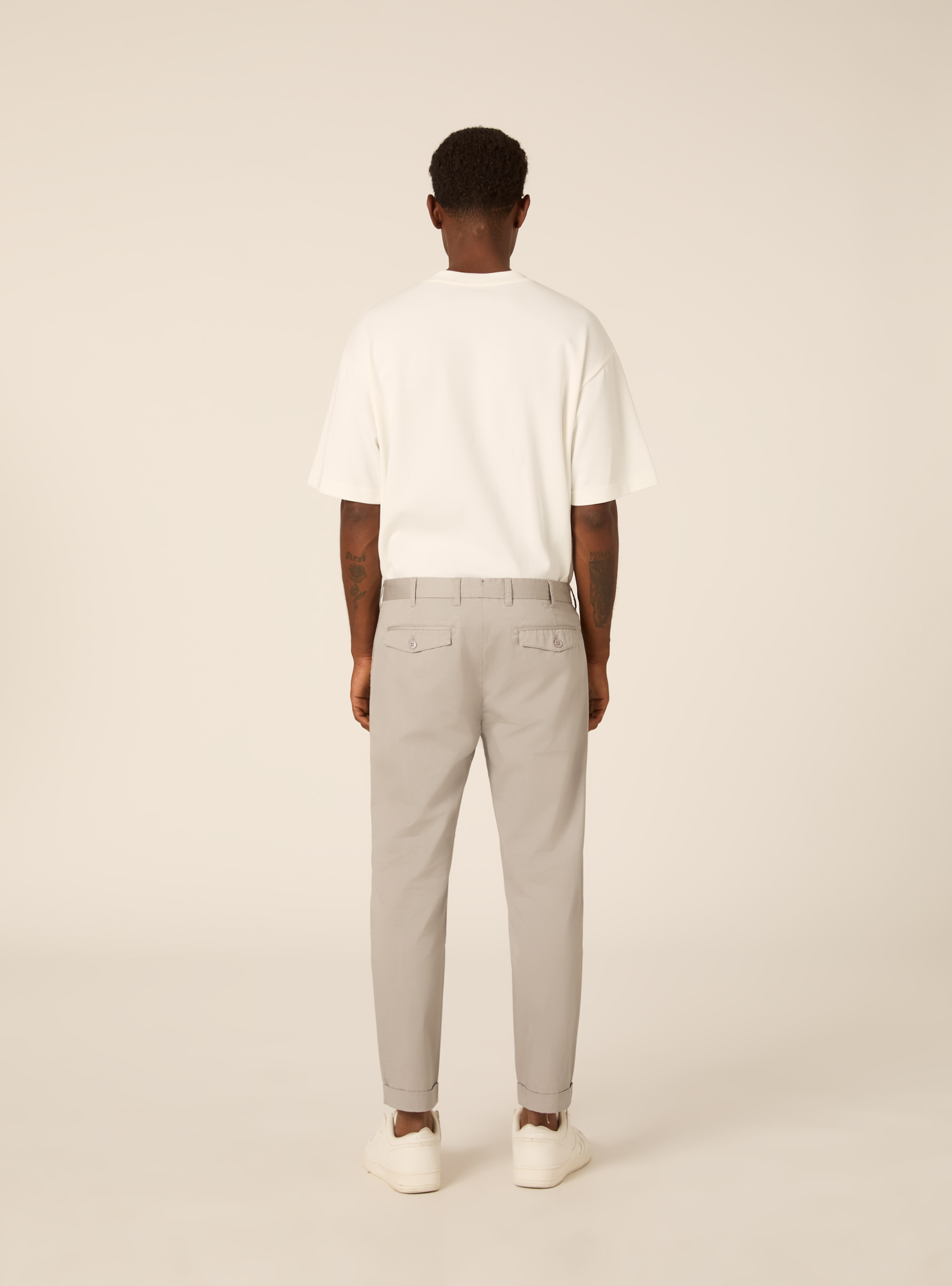 Pantaloni chino slim fit in twill, GY3 GREY LIGHT