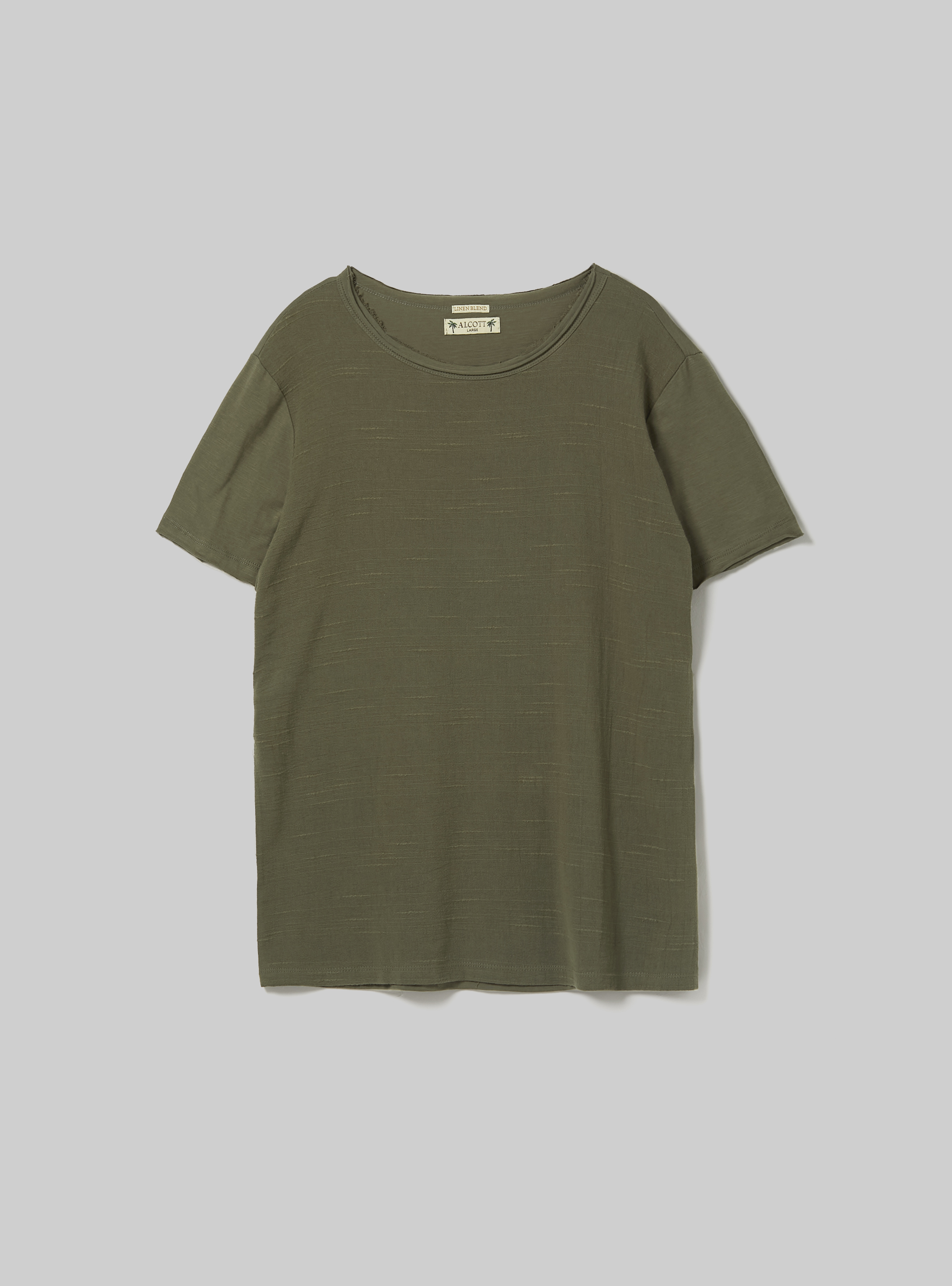 Linen-blend T-shirt in slub fabric, KY2 KAKY MEDIUM