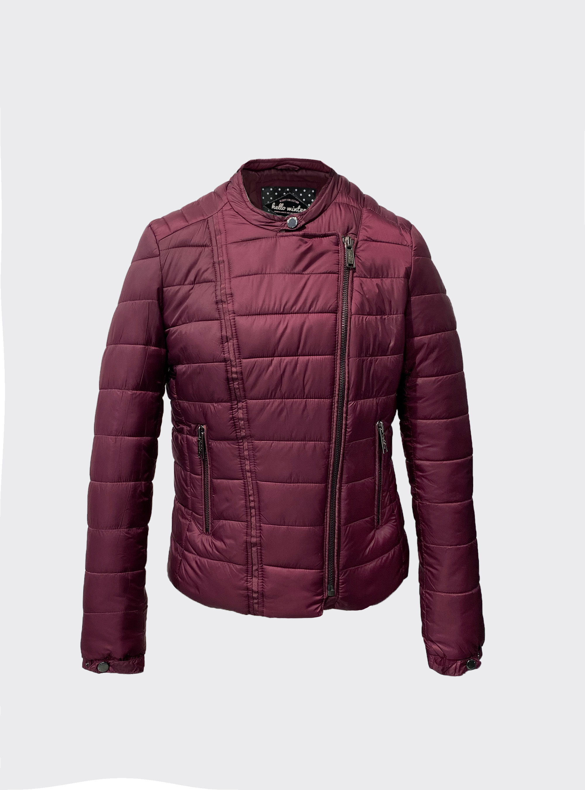 Giubbotto imbottito con zip laterale, C312 BORDEAUX