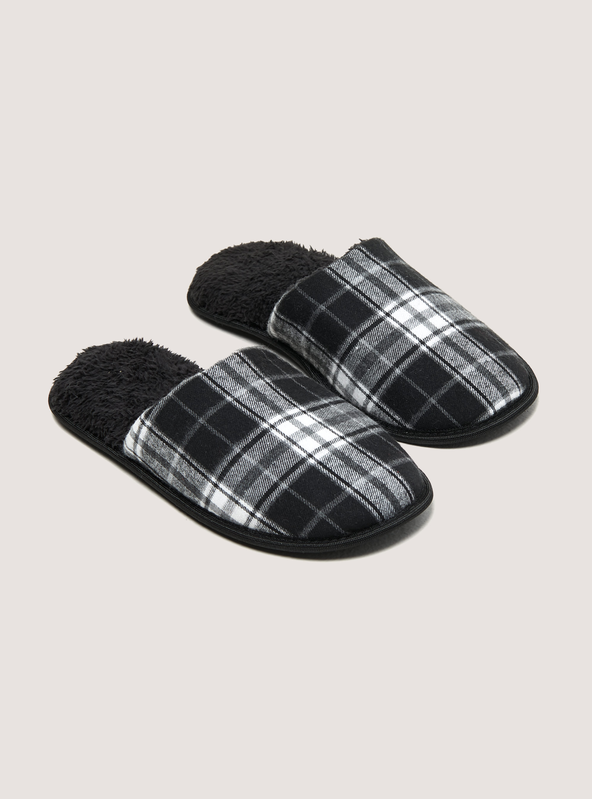 Tartan slippers, WHITE