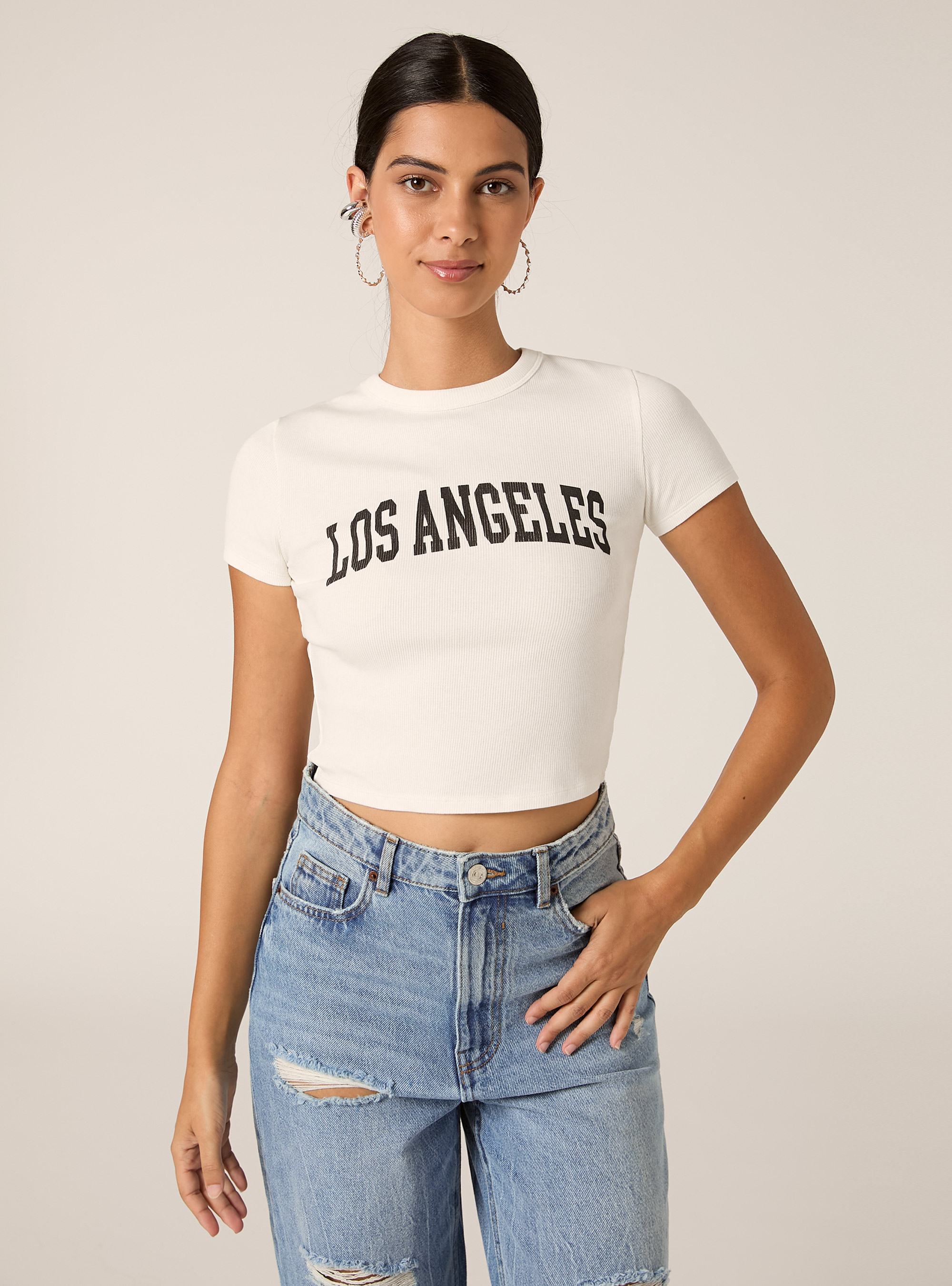 T-shirt court avec imprim&eacute; universitaire, WH1 OFF WHITE