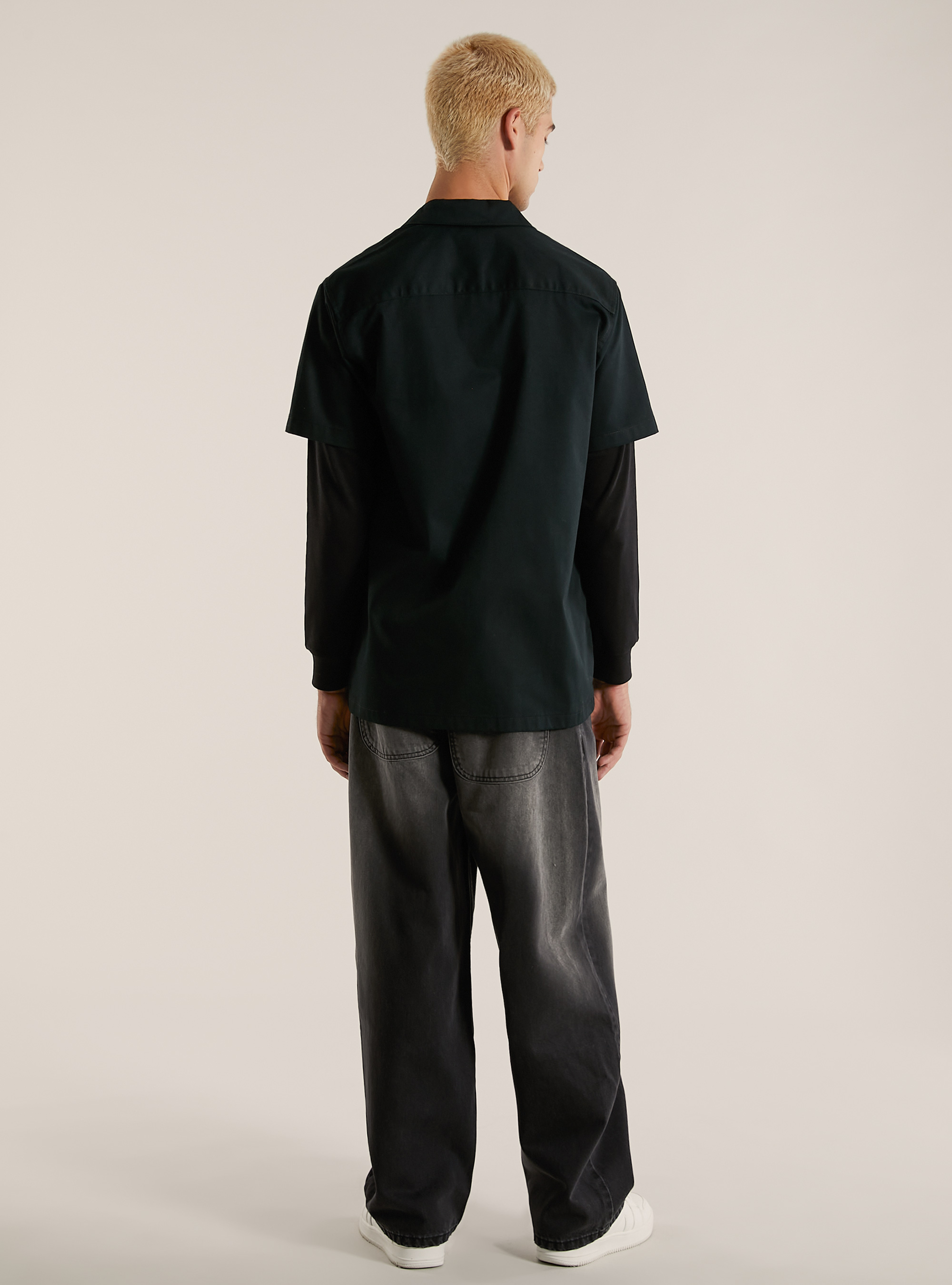 Twill shirt with large pockets, BK1 BLACK
