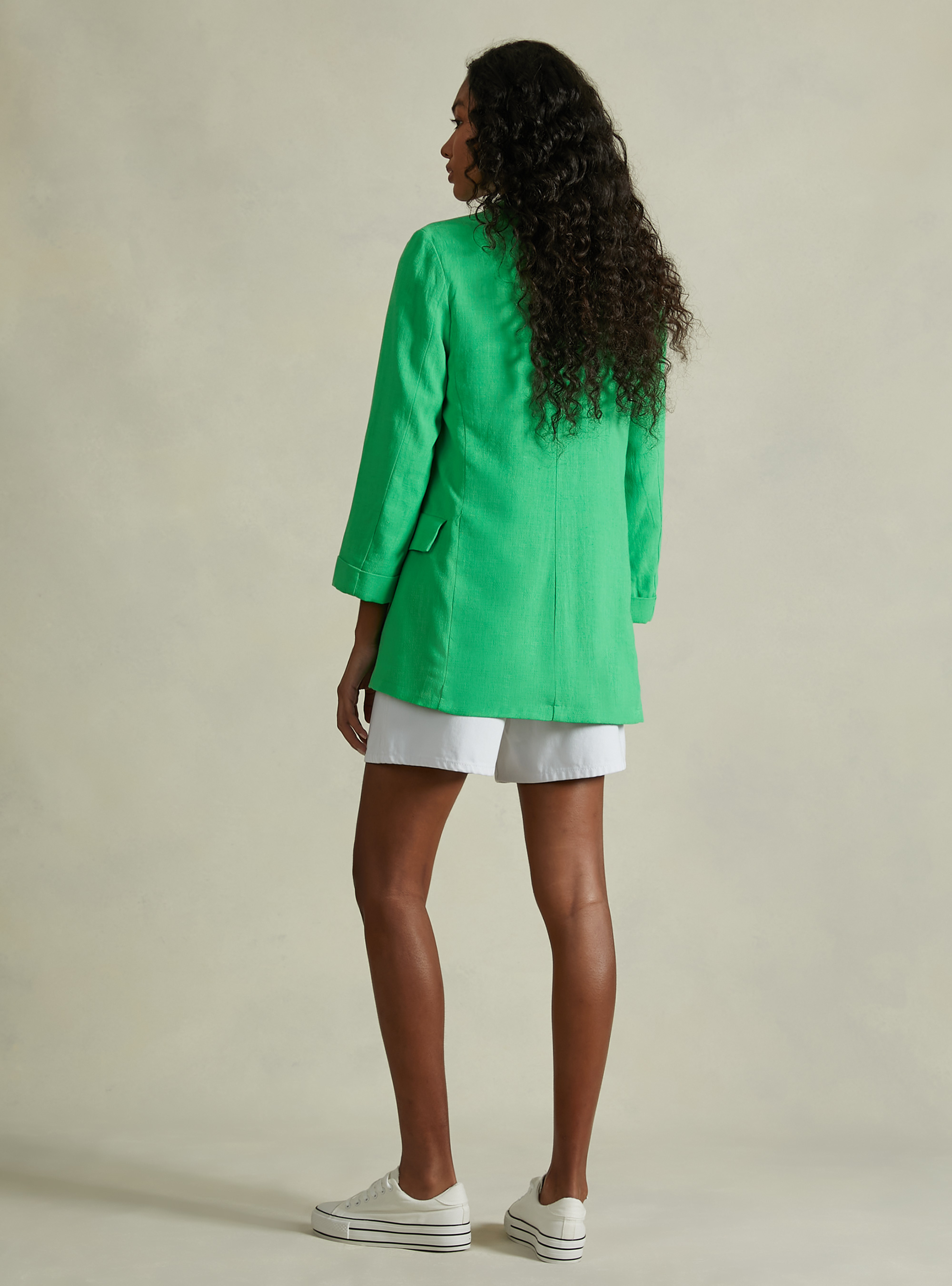 Blazer doppiopetto in misto lino, GN3 GREEN LIGHT