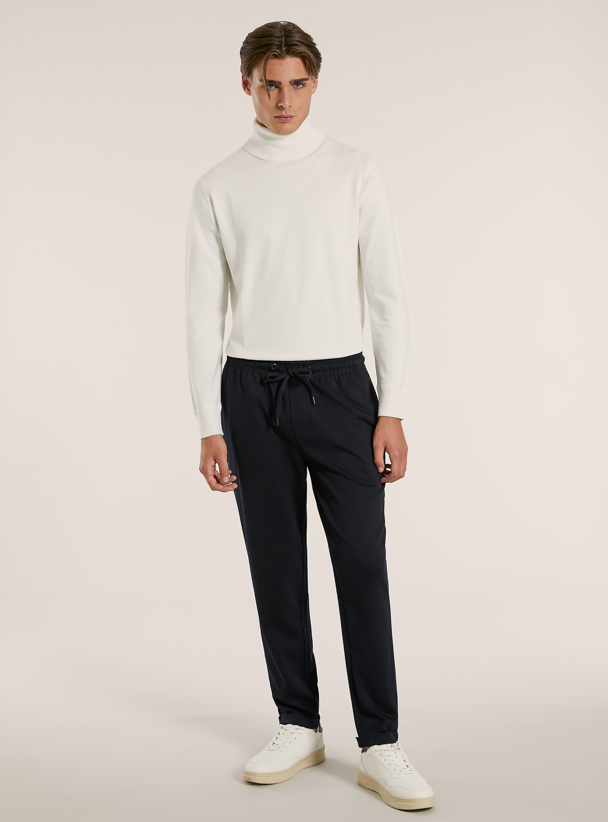 Pantaloni con texture a nido d'ape, NA1 NAVY DARK