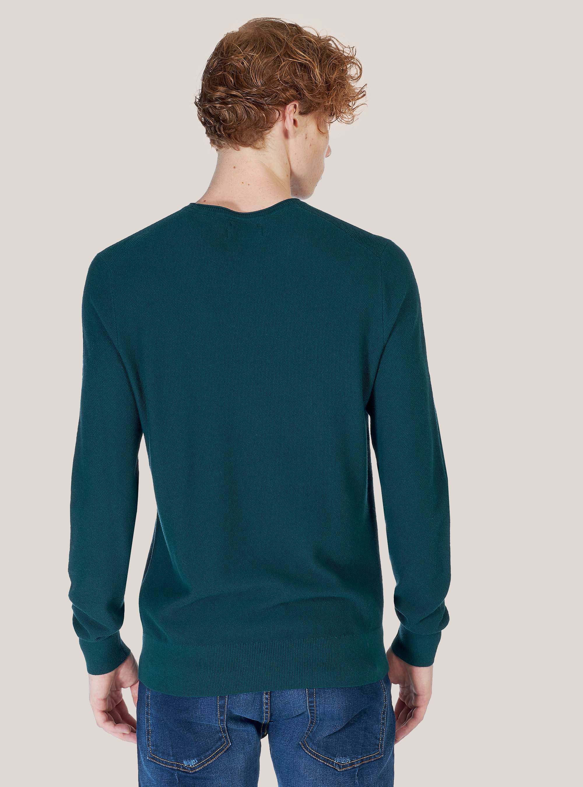 COTTON AND CASHMERE CREWNECK SWEATER, GREEN