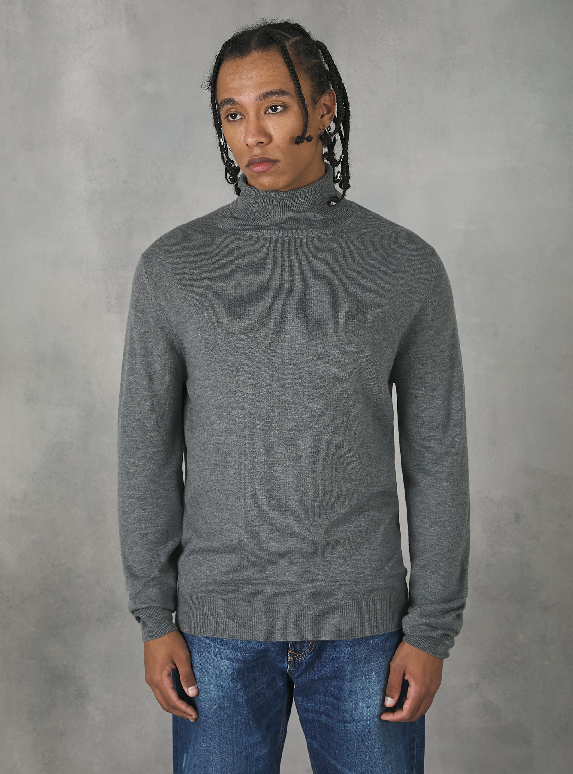 Soft turtleneck pullover, MGY2 GREY MEL MEDIUM