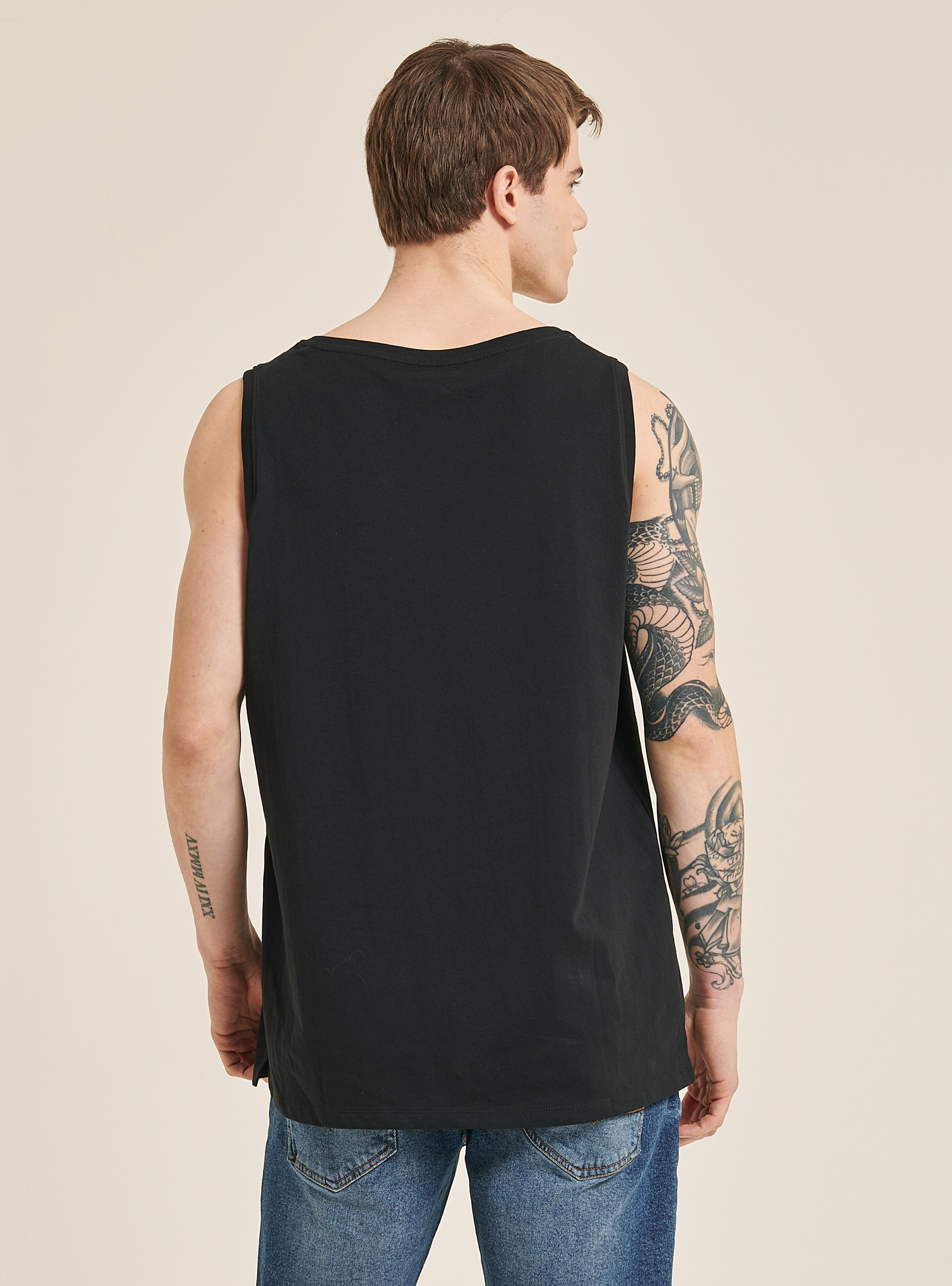 Solid-coloured comfort fit tank top, BK1 BLACK