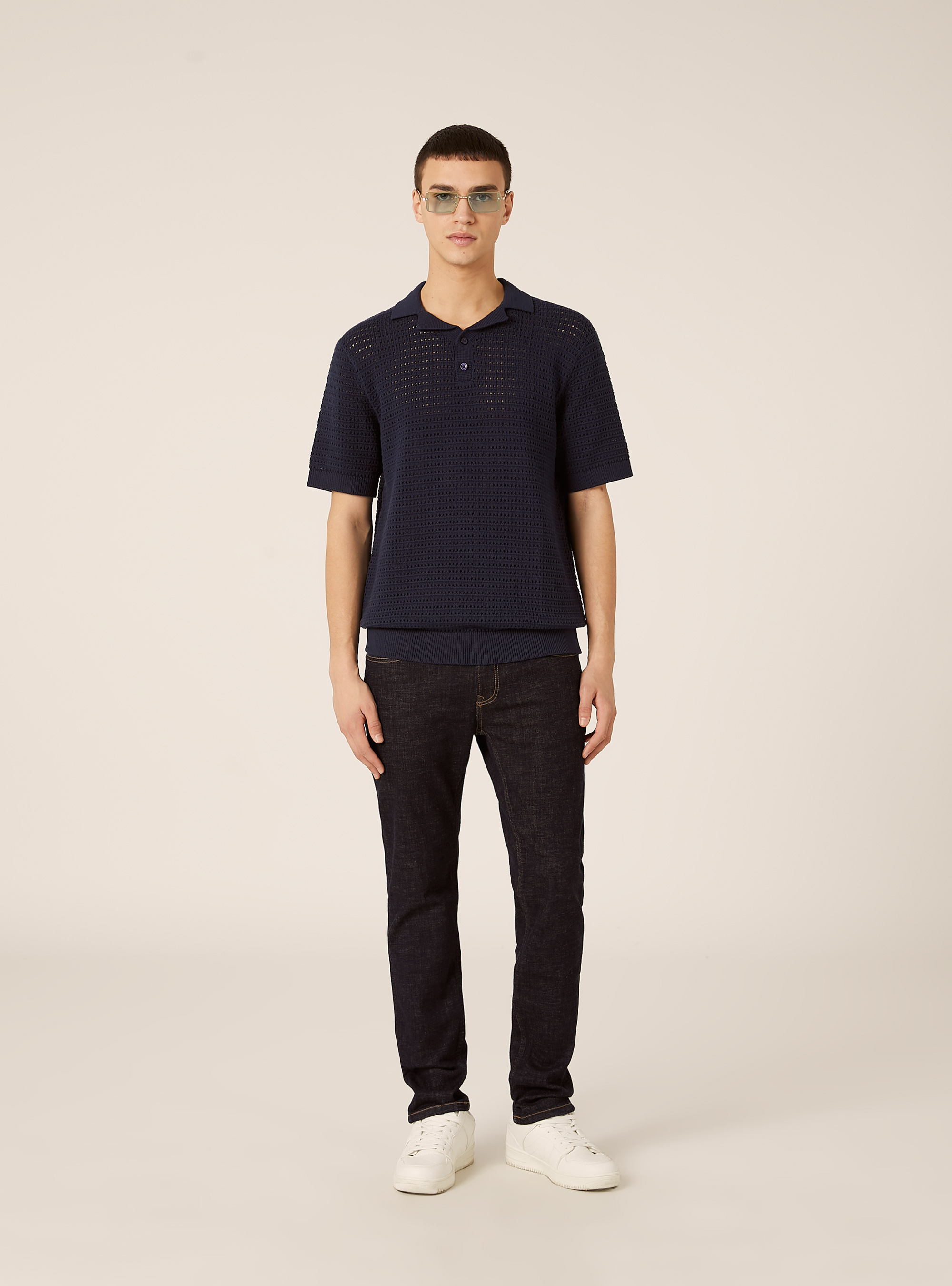 Knitted polo shirt, NA2 NAVY MEDIUM