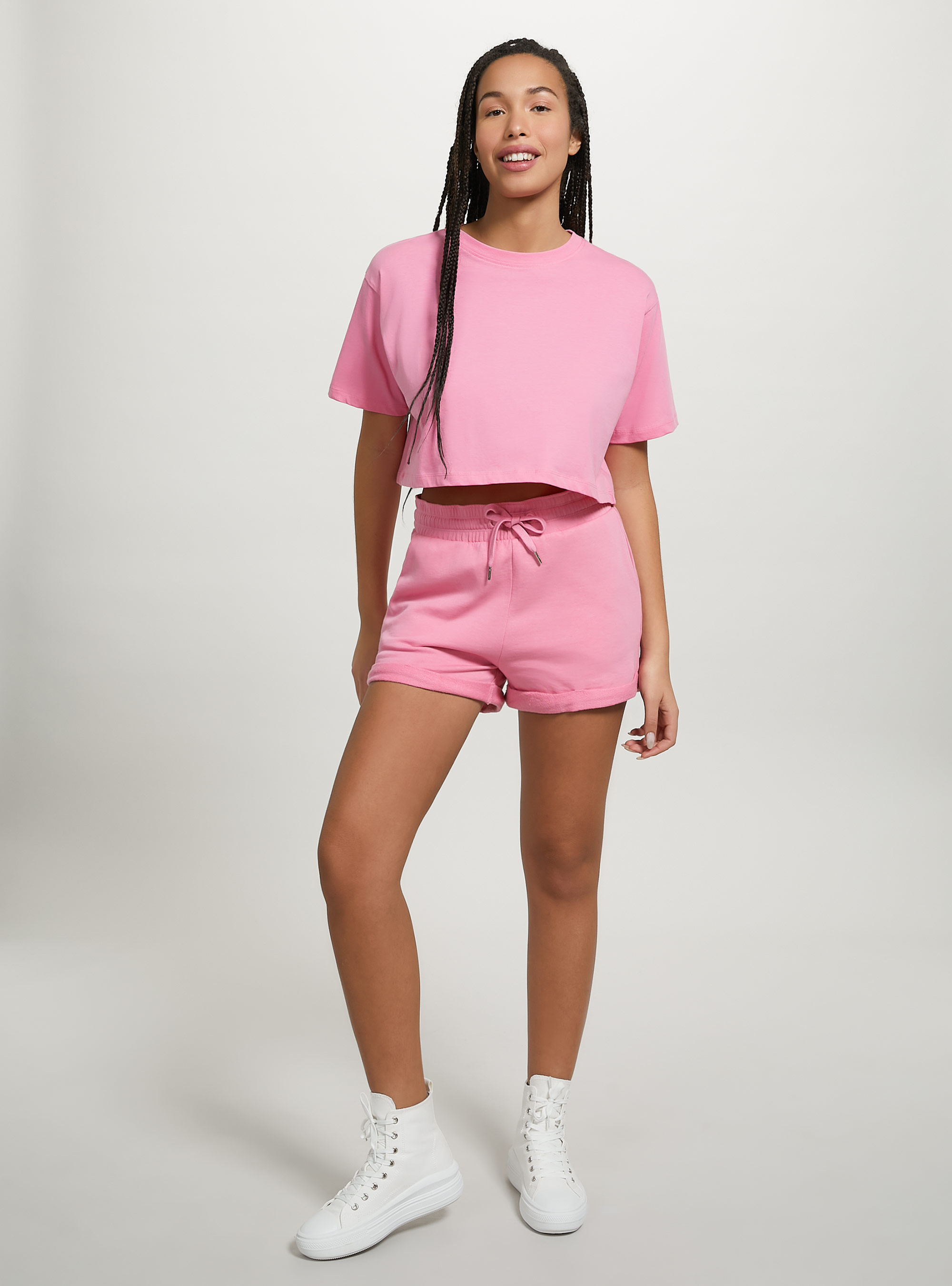 T-shirt en coton court, PK2 PINK MEDIUM