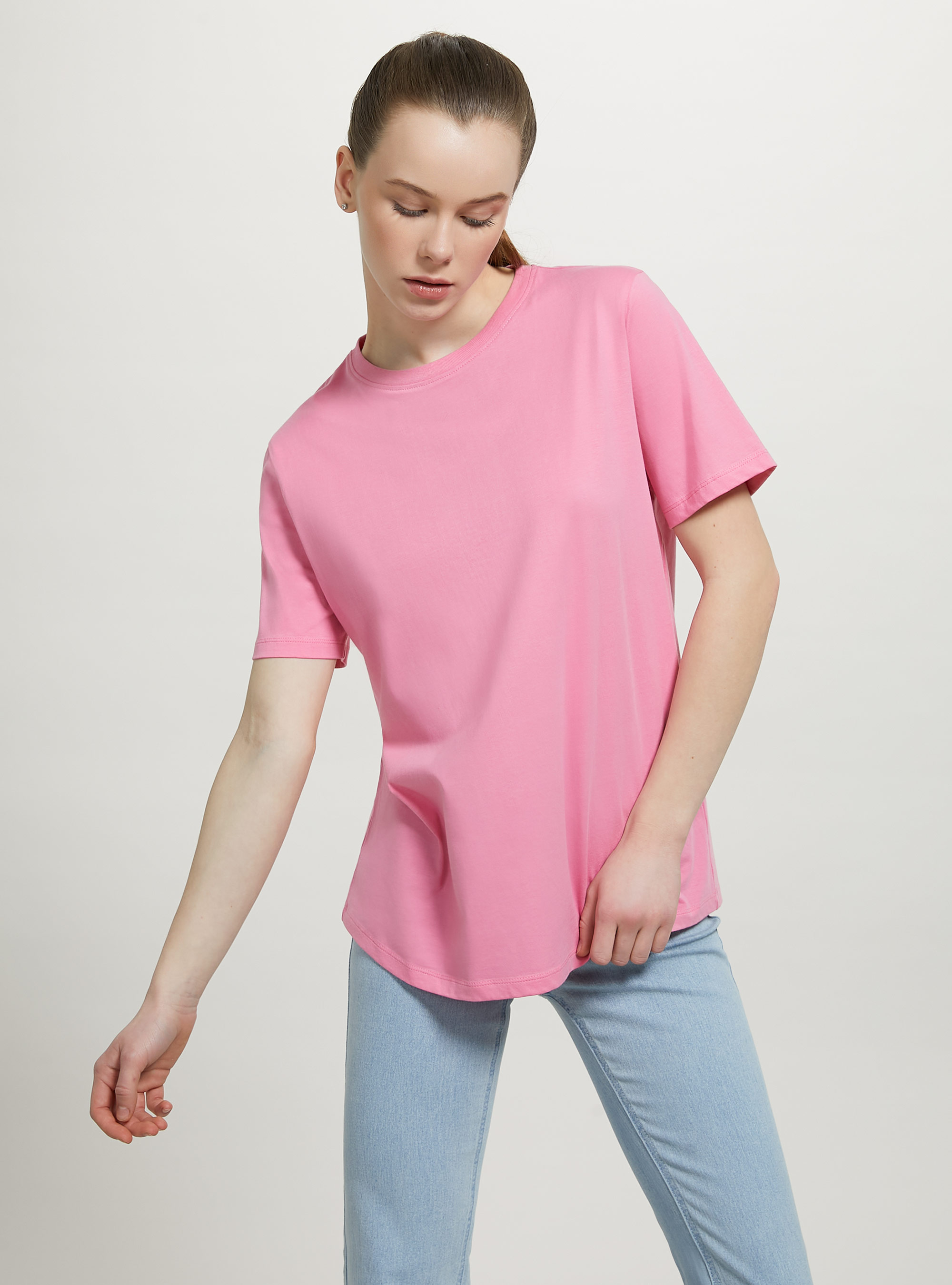 Cotton crew-neck T-shirt, PK2 PINK MEDIUM
