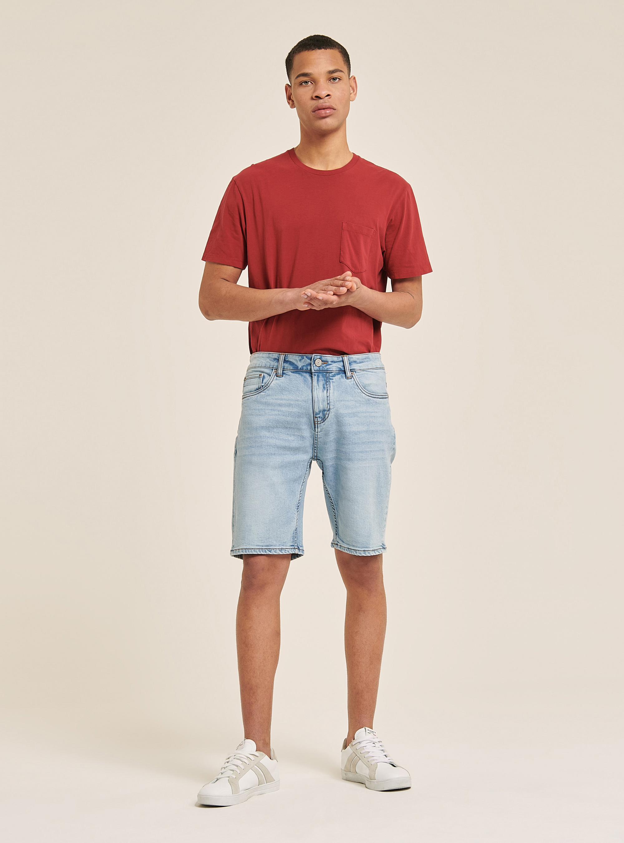 Denim comfort fit shorts bermuda, AZURE