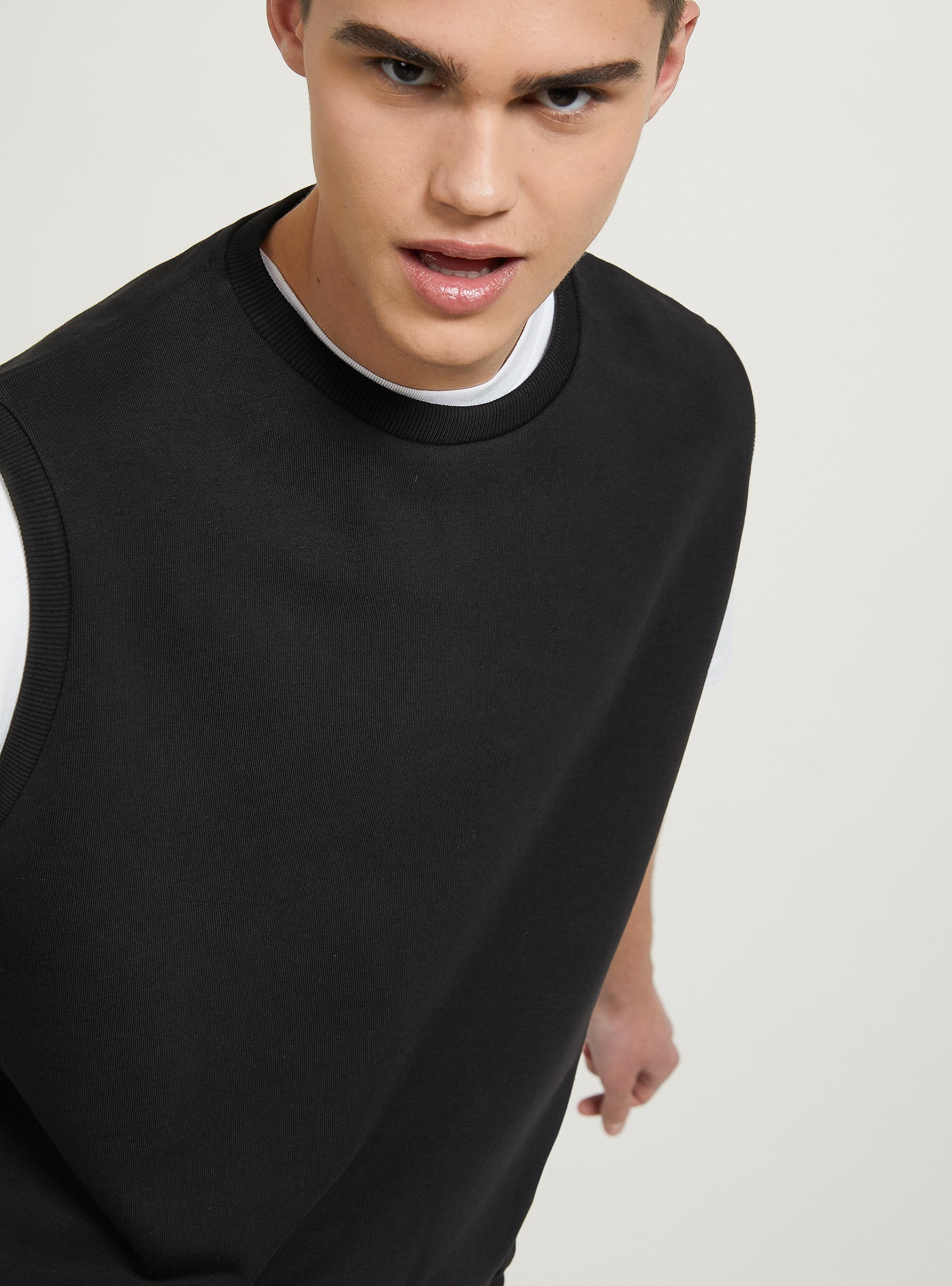 Felpa gilet boxy fit, BK1 BLACK