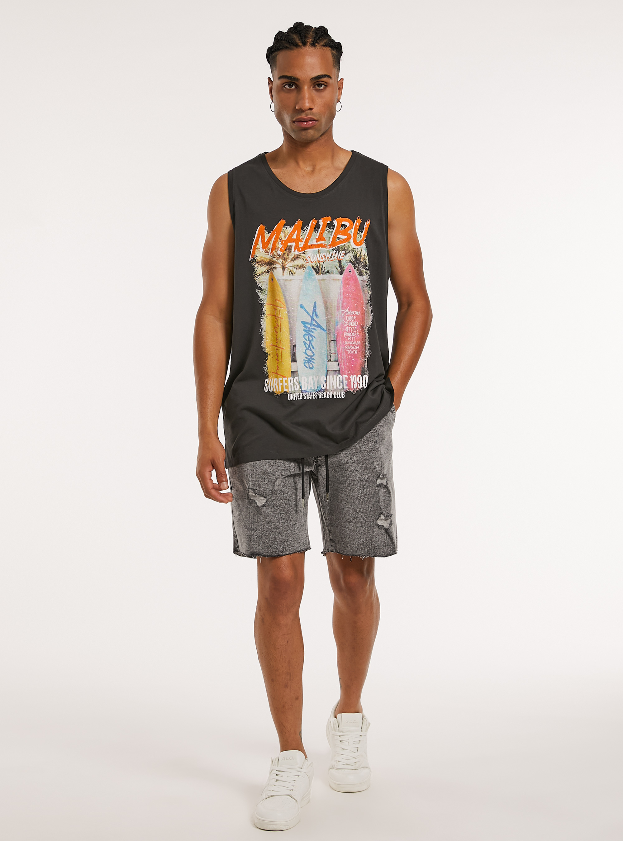 Canotta con grafiche summer, BK3 BLACK CHARCOAL