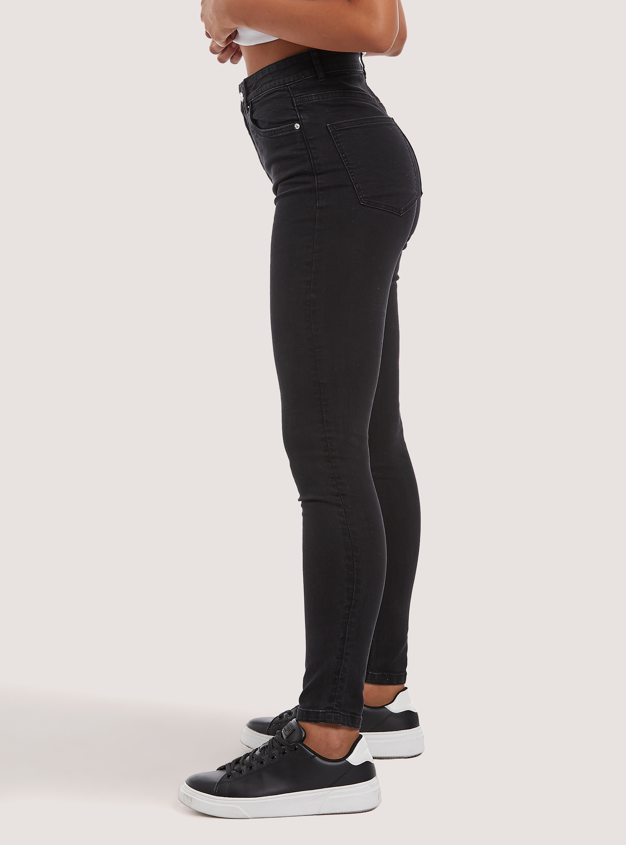 Skinny super high waist jeans, D000 BLACK