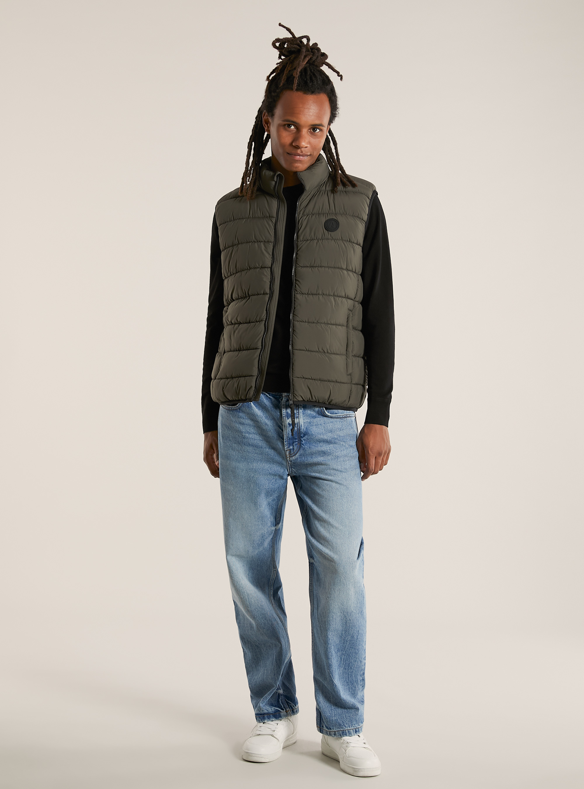 Padded sleeveless jacket, KY1 KAKY DARK