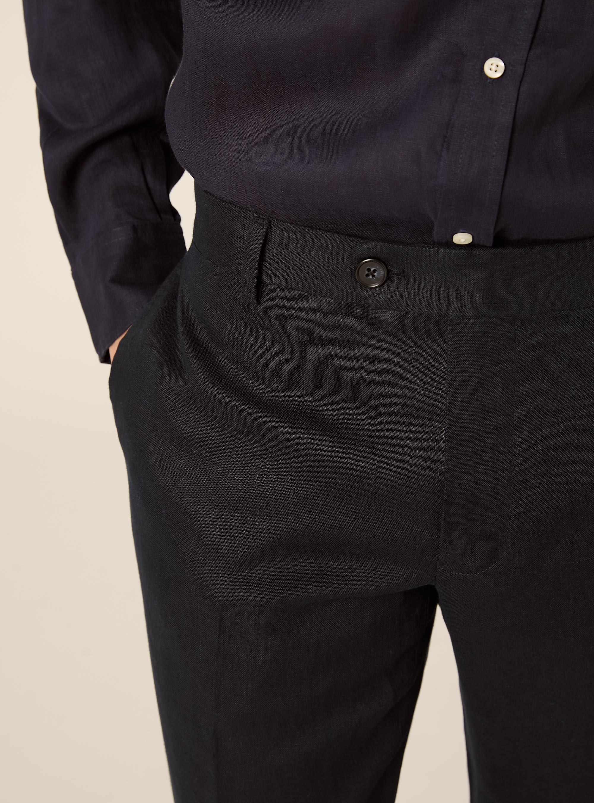 Pantaloni in lino, NA1 NAVY DARK