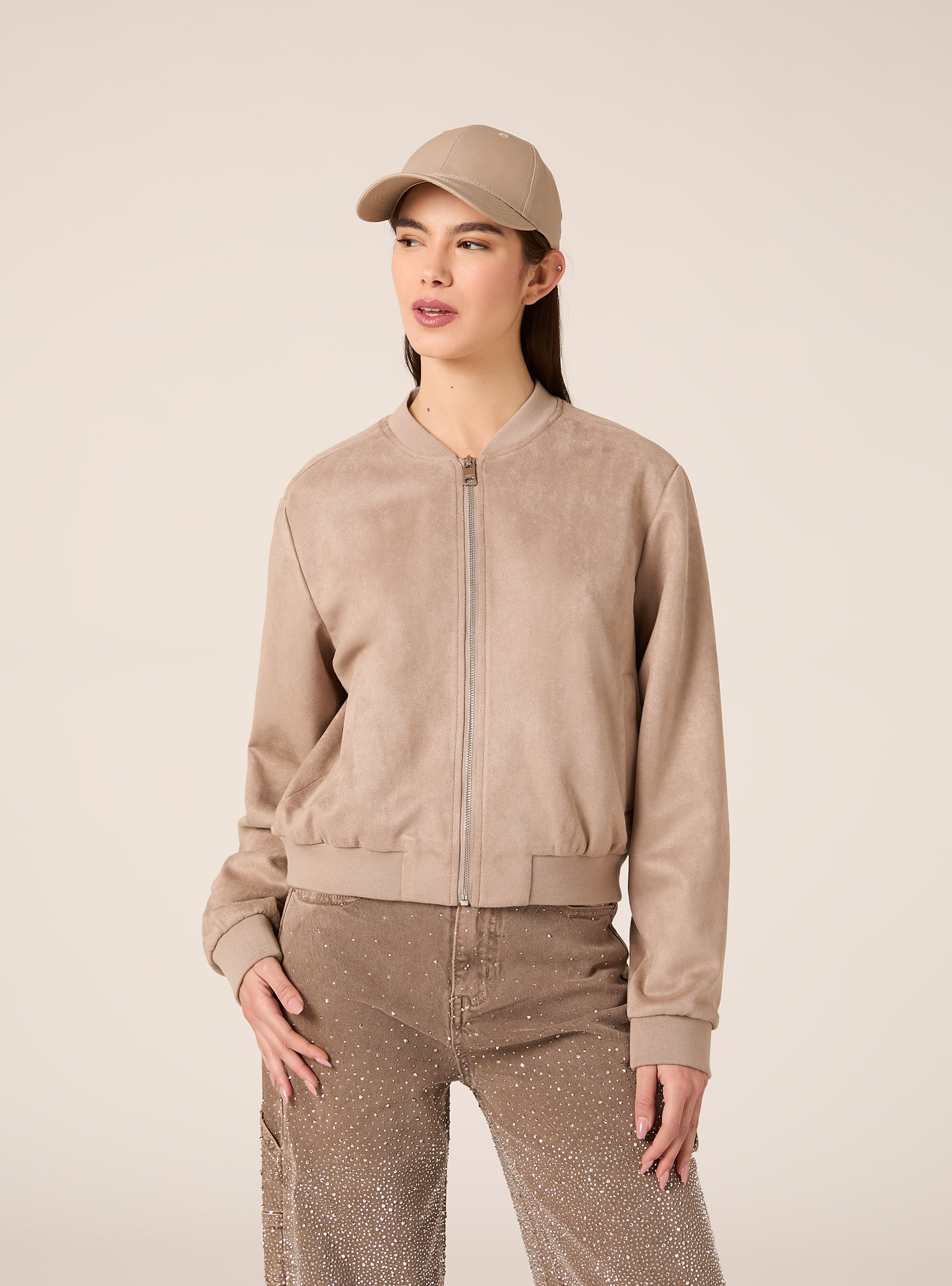 Bomber effetto camoscio, BR3 BROWN LIGHT