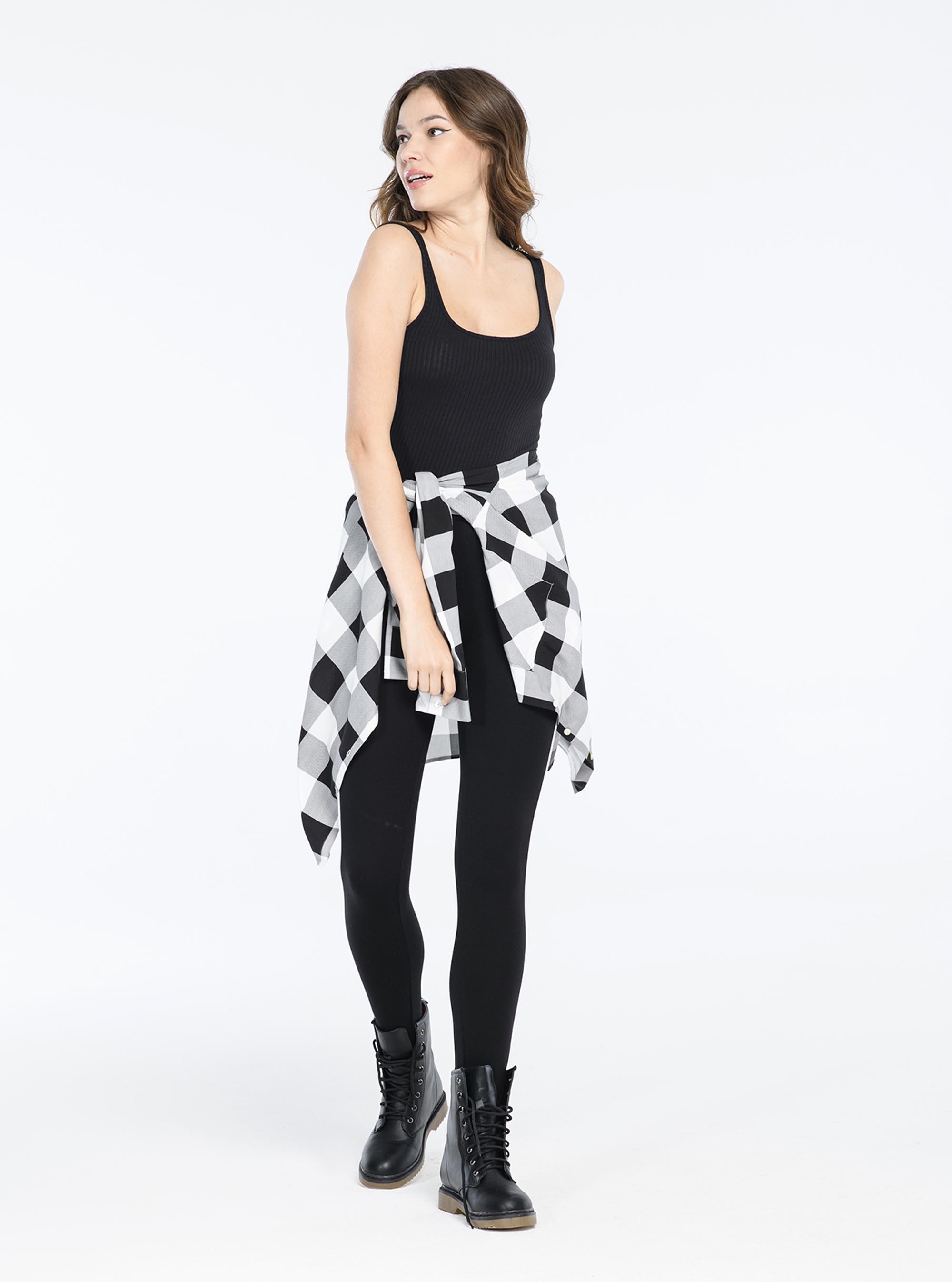 Legging with side bands, C101 BLACK