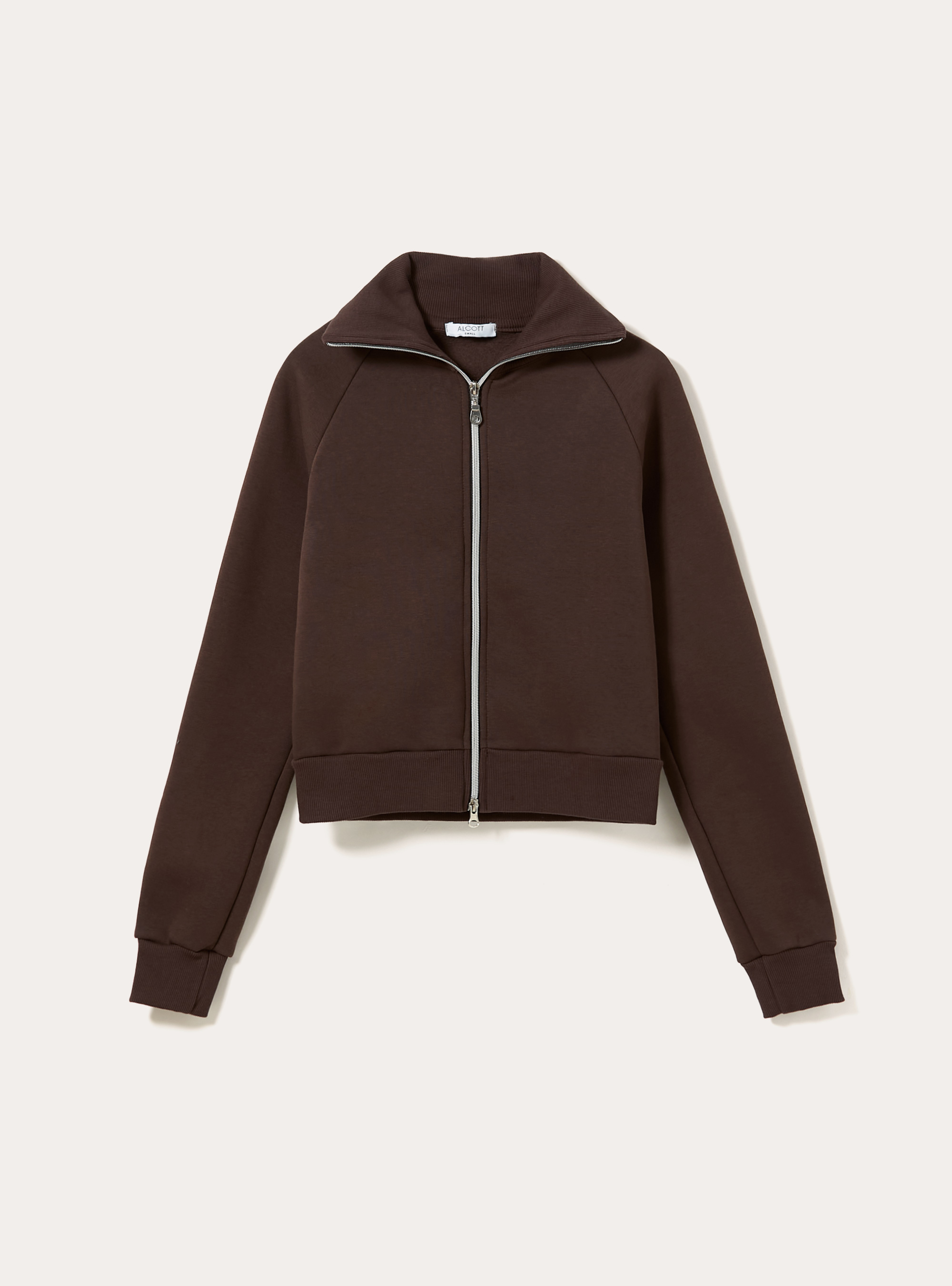 Zip-up sweatshirt with lapel collar, BR1 BROWN DARK