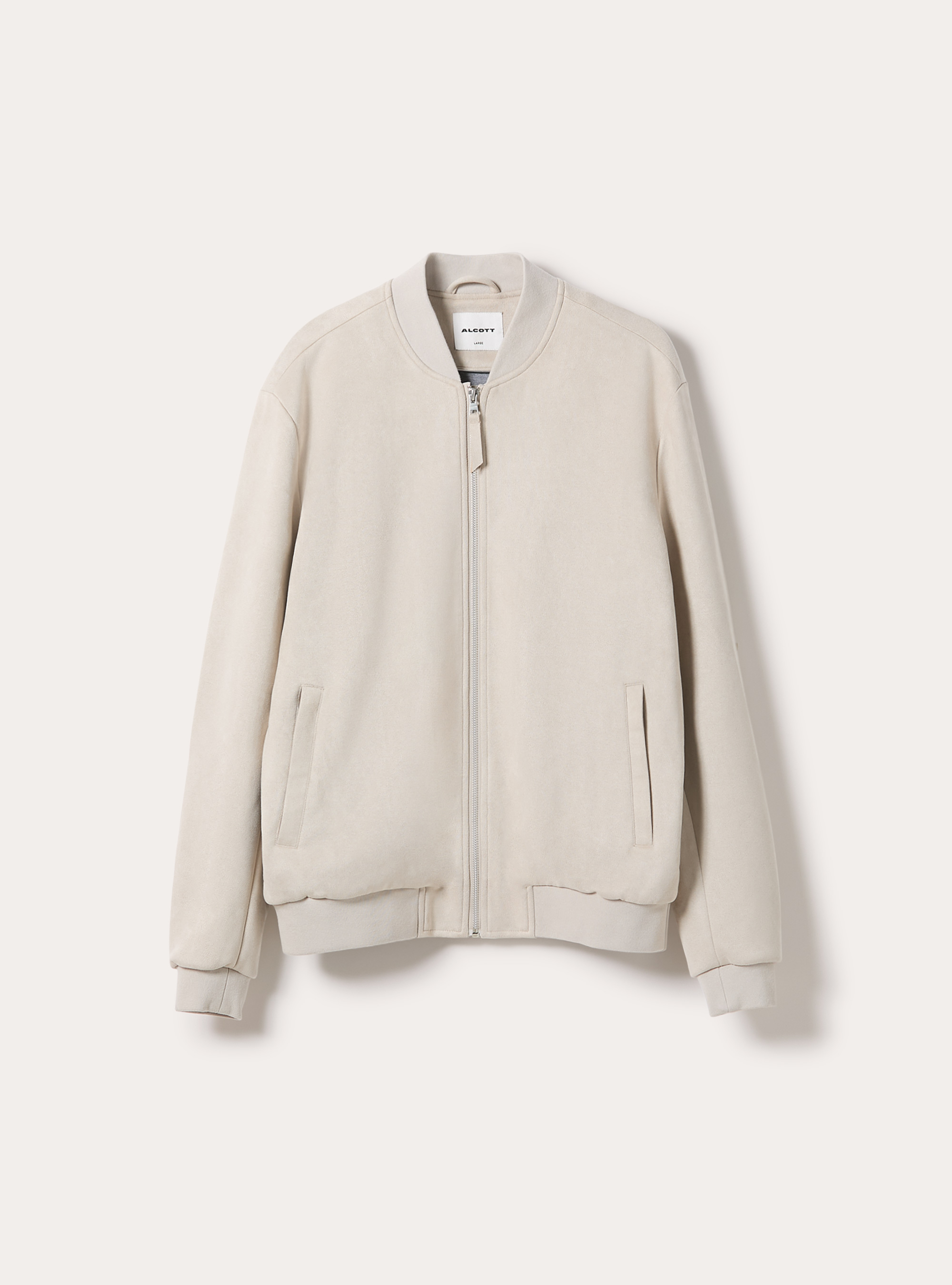 Suede-effect bomber jacket, CR3 CREAM LIGHT