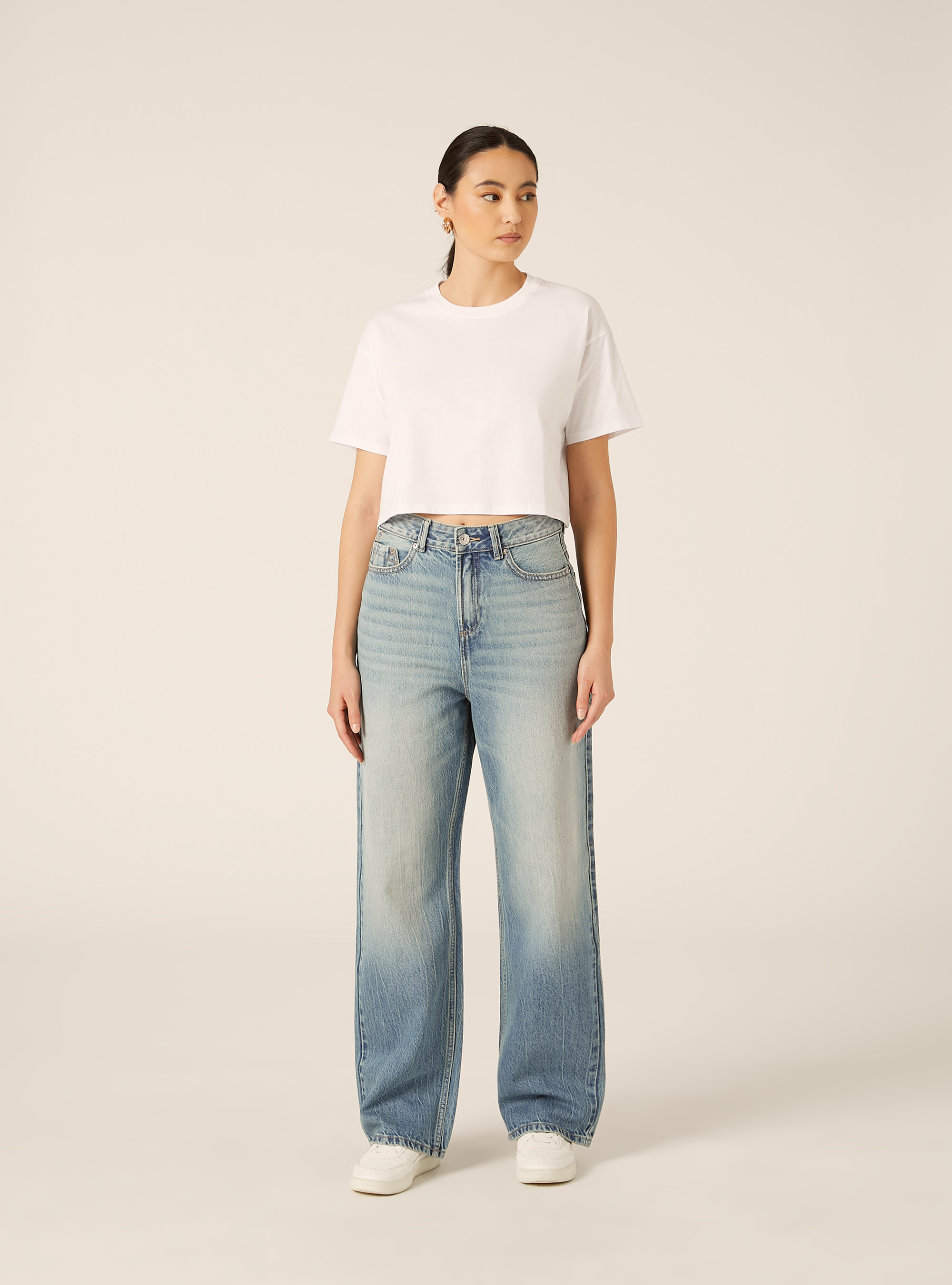 Jeans low wide, D006 AZURE