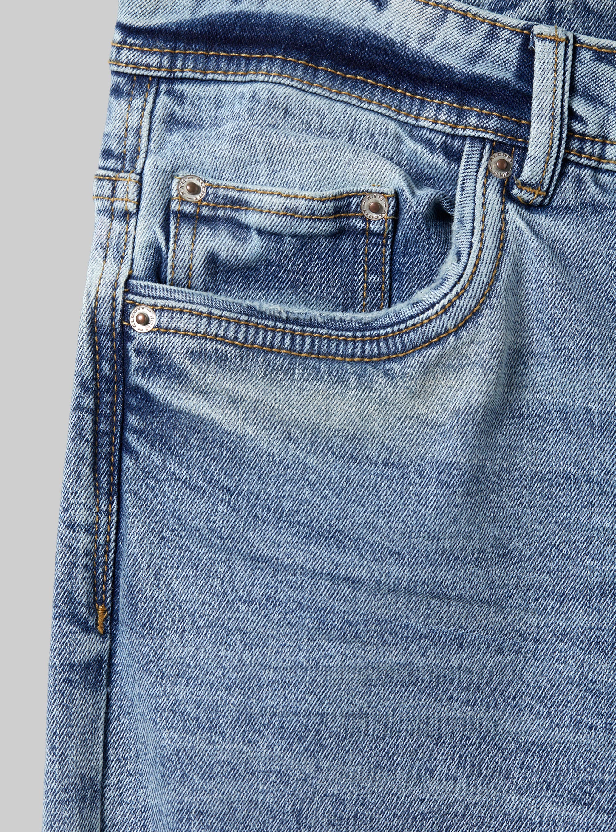 Slim fit stretch denim jeans with rips, D003 MEDIUM BLUE