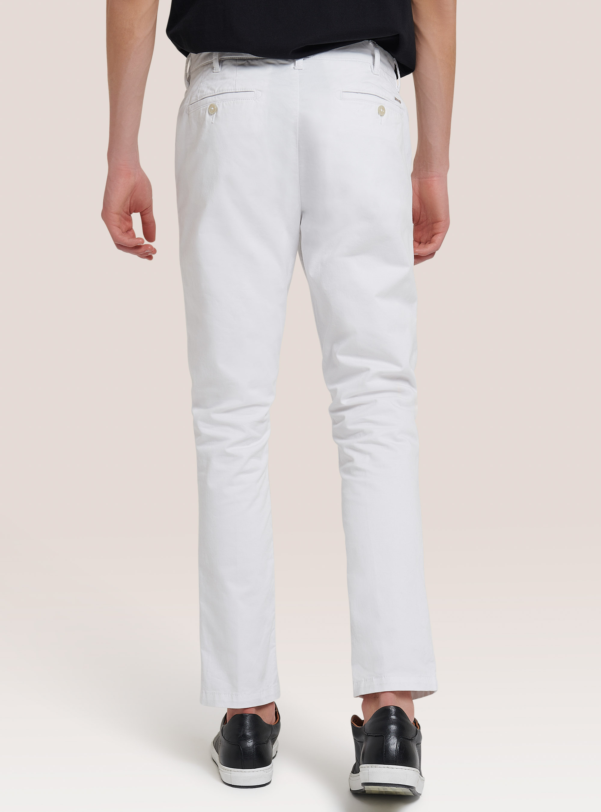 Pantaloni chinos classici in cotone, C028 OFF WHITE