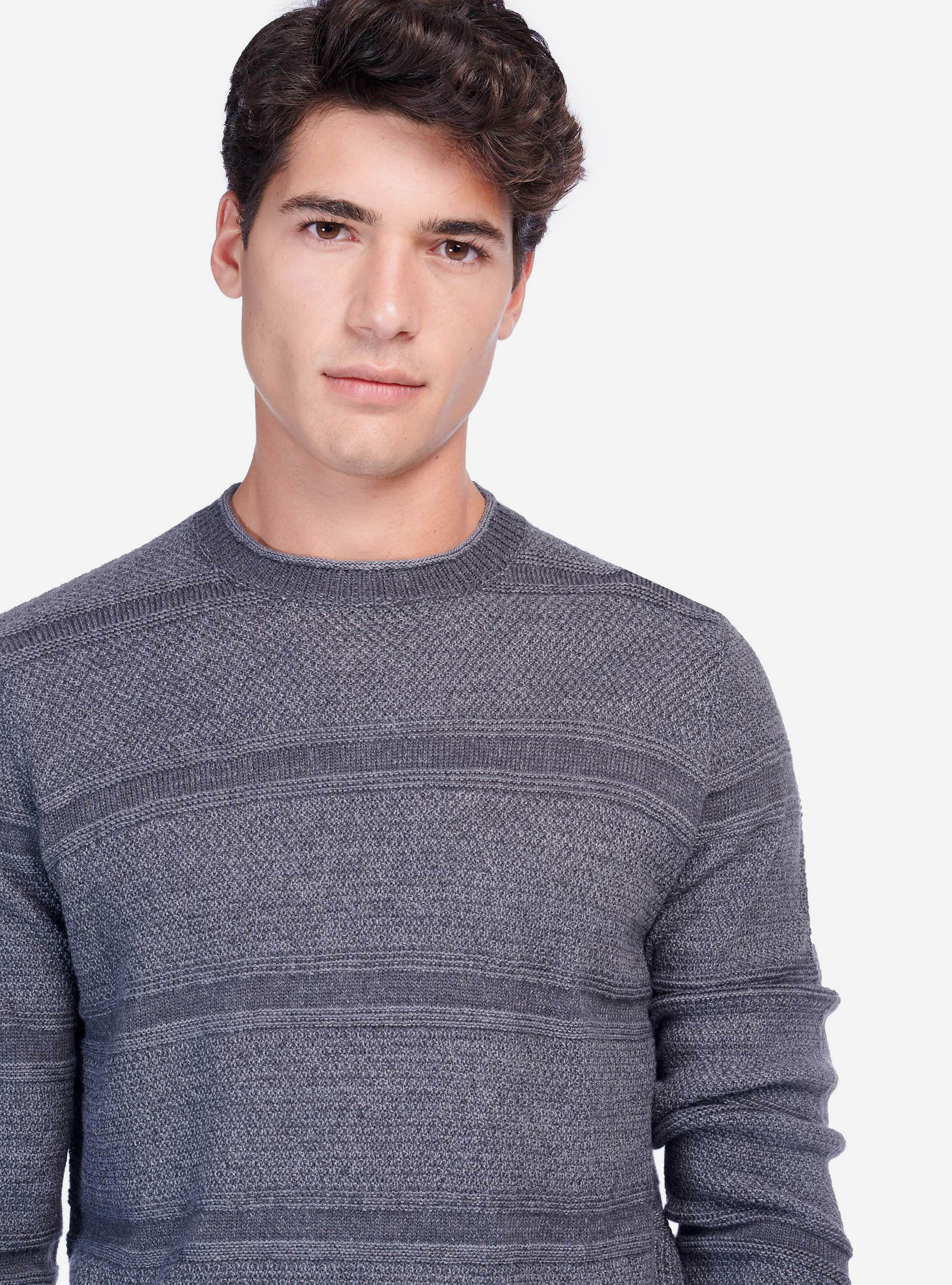 TEXTURE  PULLOVER, GREY MELANGE