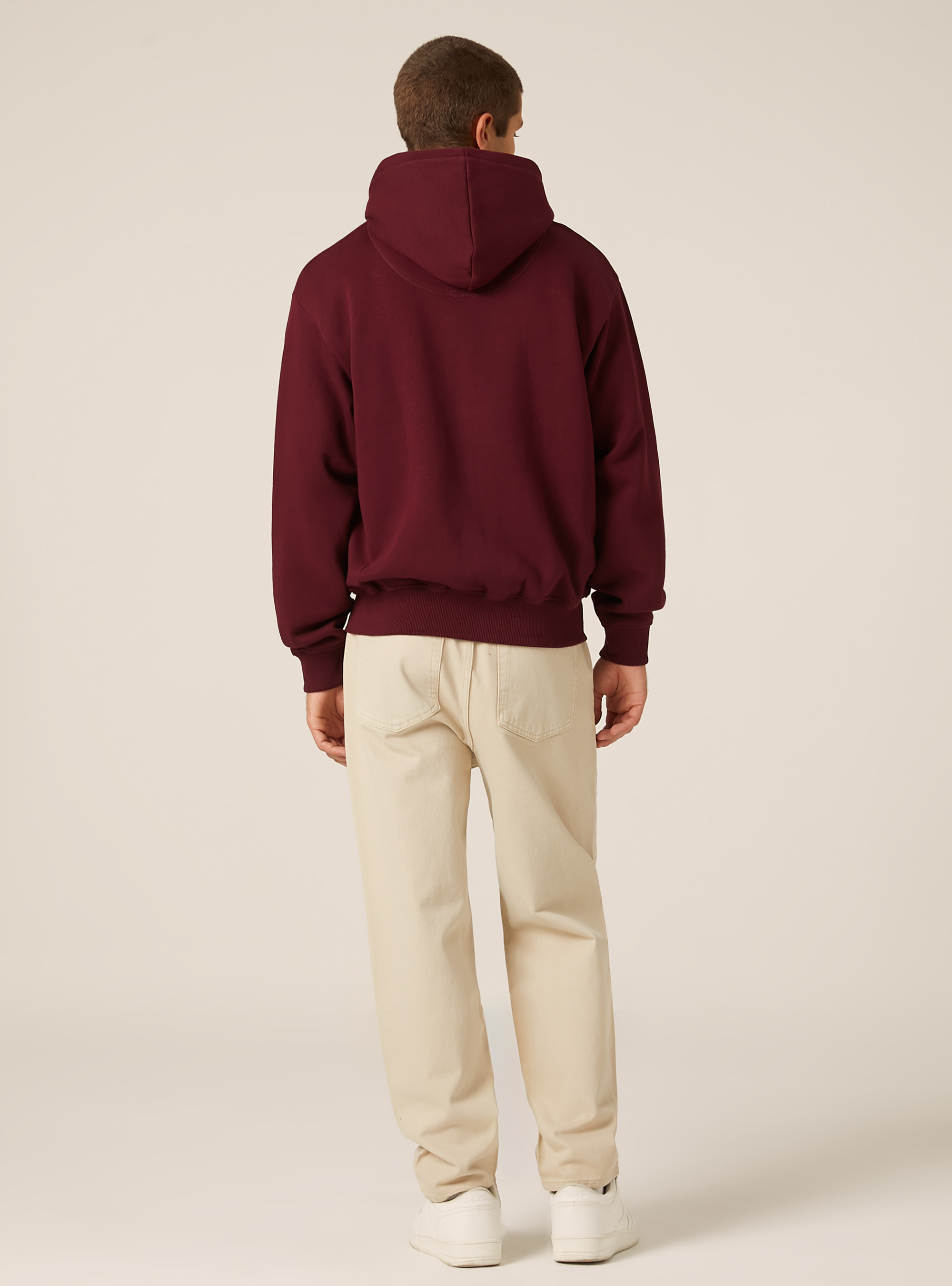 Boxy fit zip-up hoodie, BO1 BORDEAUX DARK