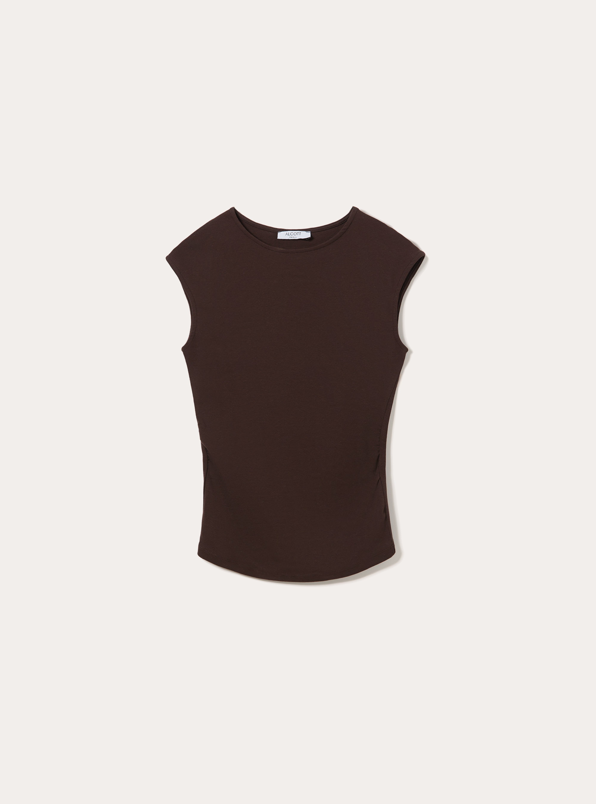 T-shirt basic con arriccio, BR1 BROWN DARK