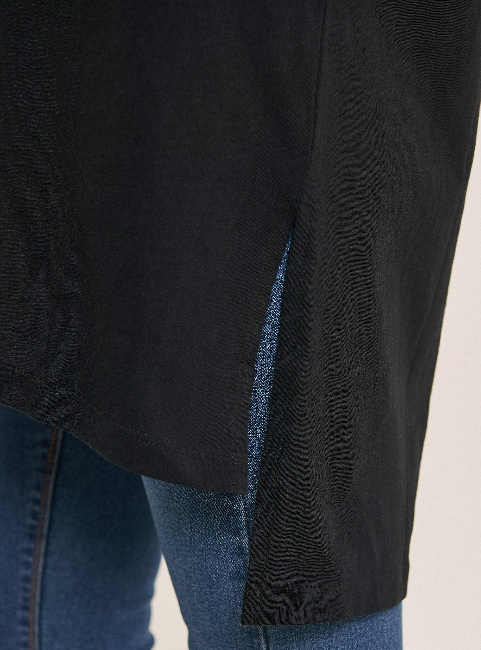 Oversized plain cotton T-shirt, BLACK