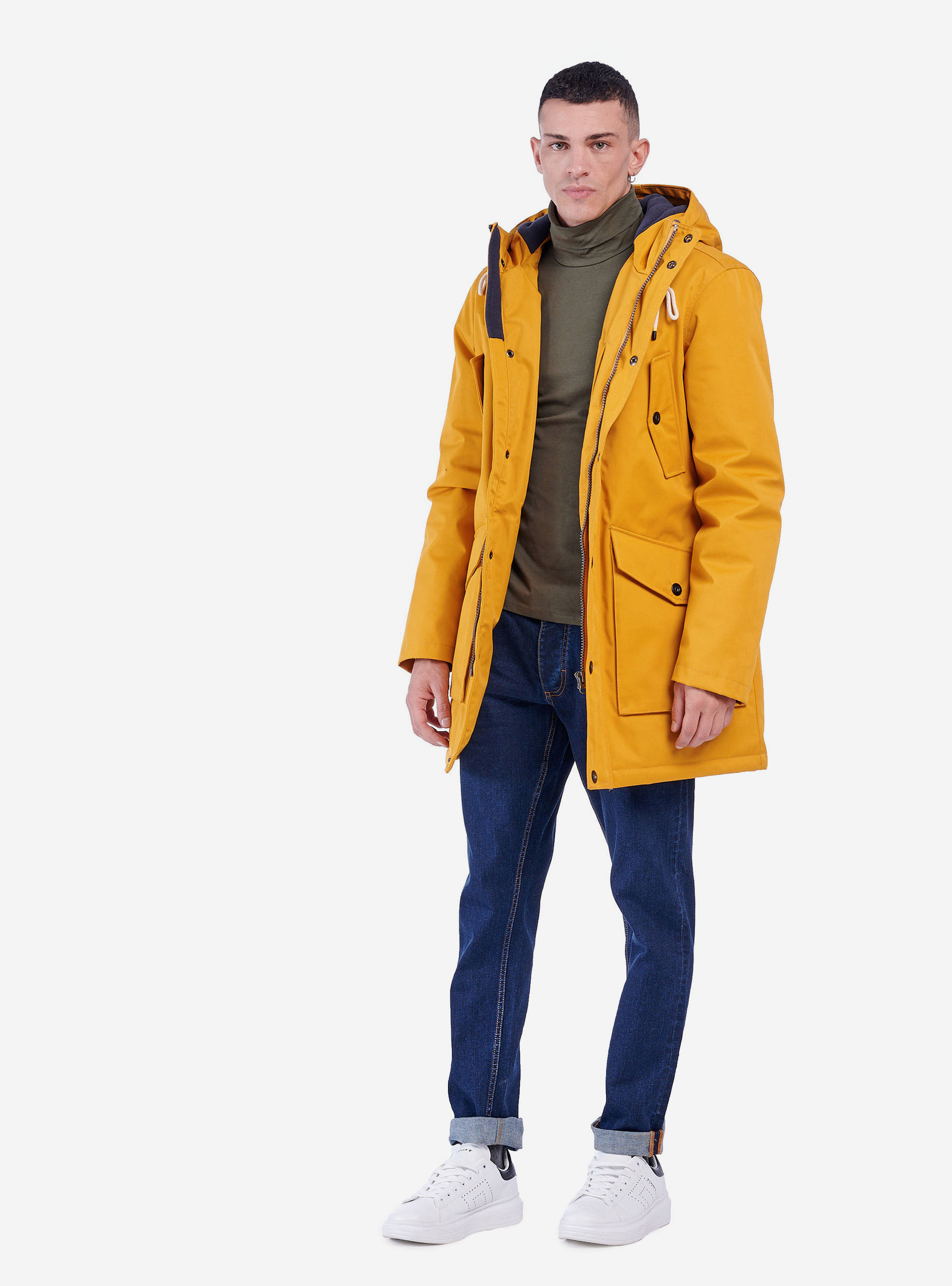 HIGH NECK BASIC T-SHIRT, C614 KAKY