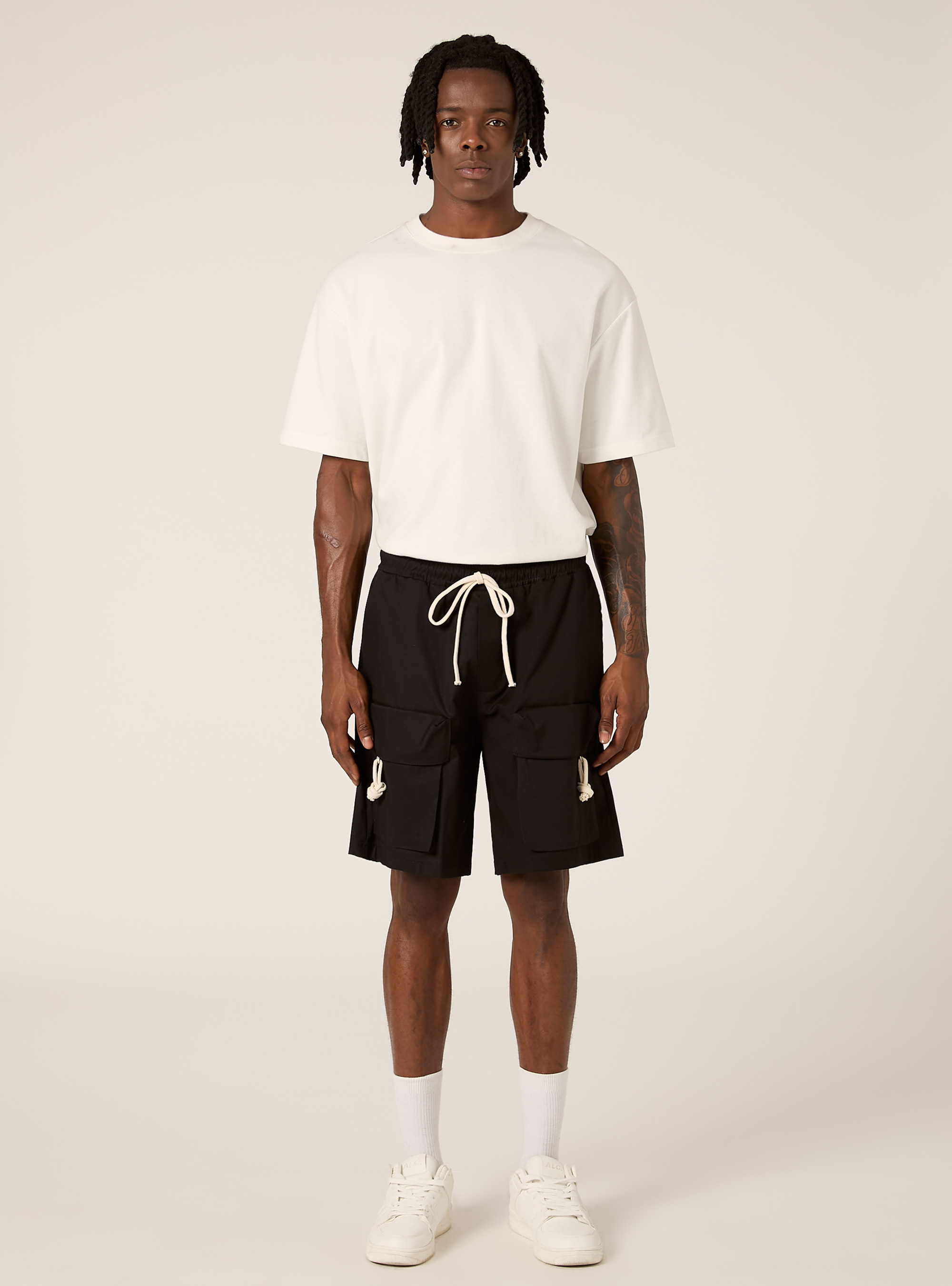 Cotton cargo bermuda shorts, BK1 BLACK