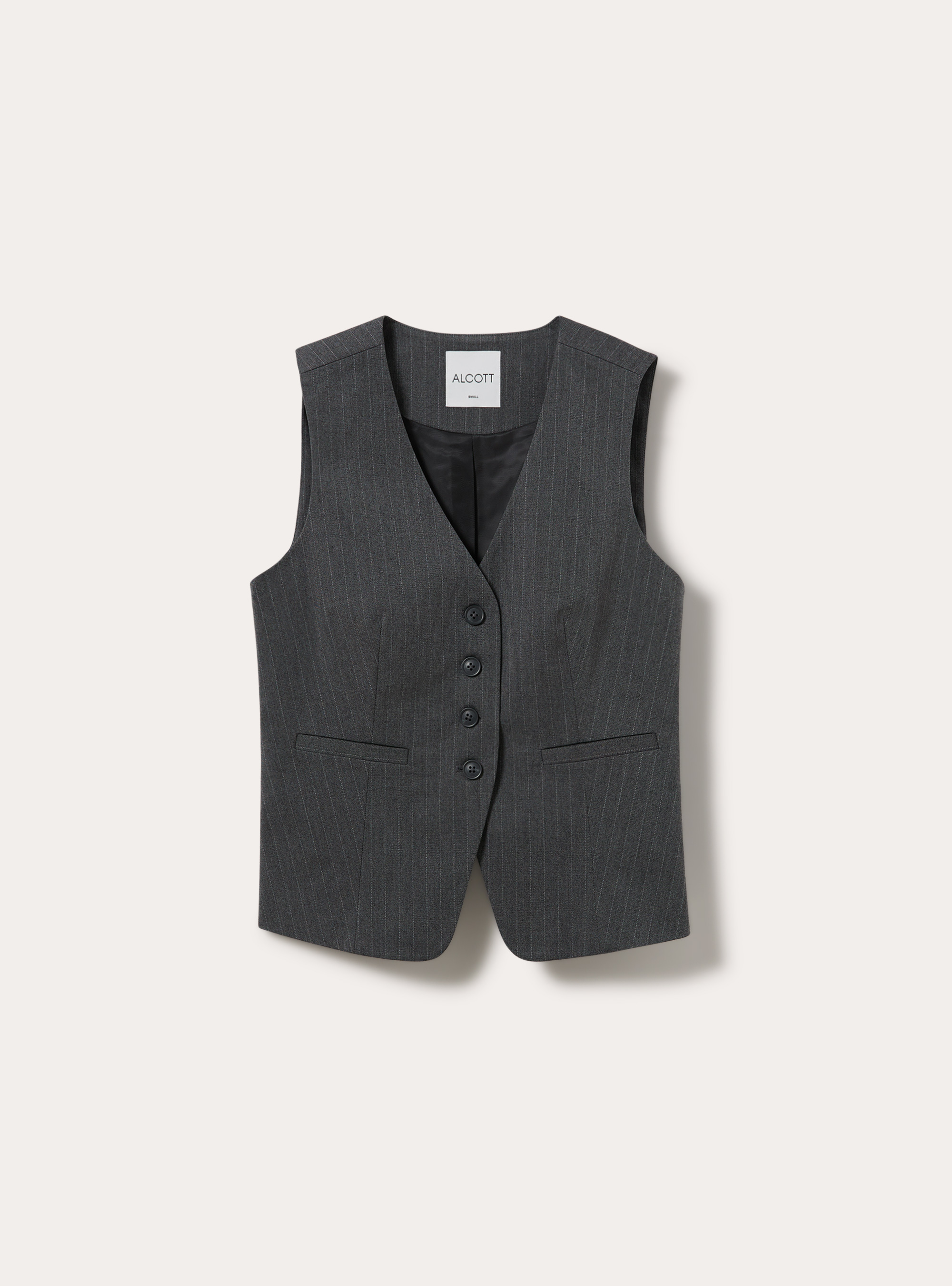 Chaleco sastre de un solo boton con estampado clasico, MGY1 GREY MEL DARK