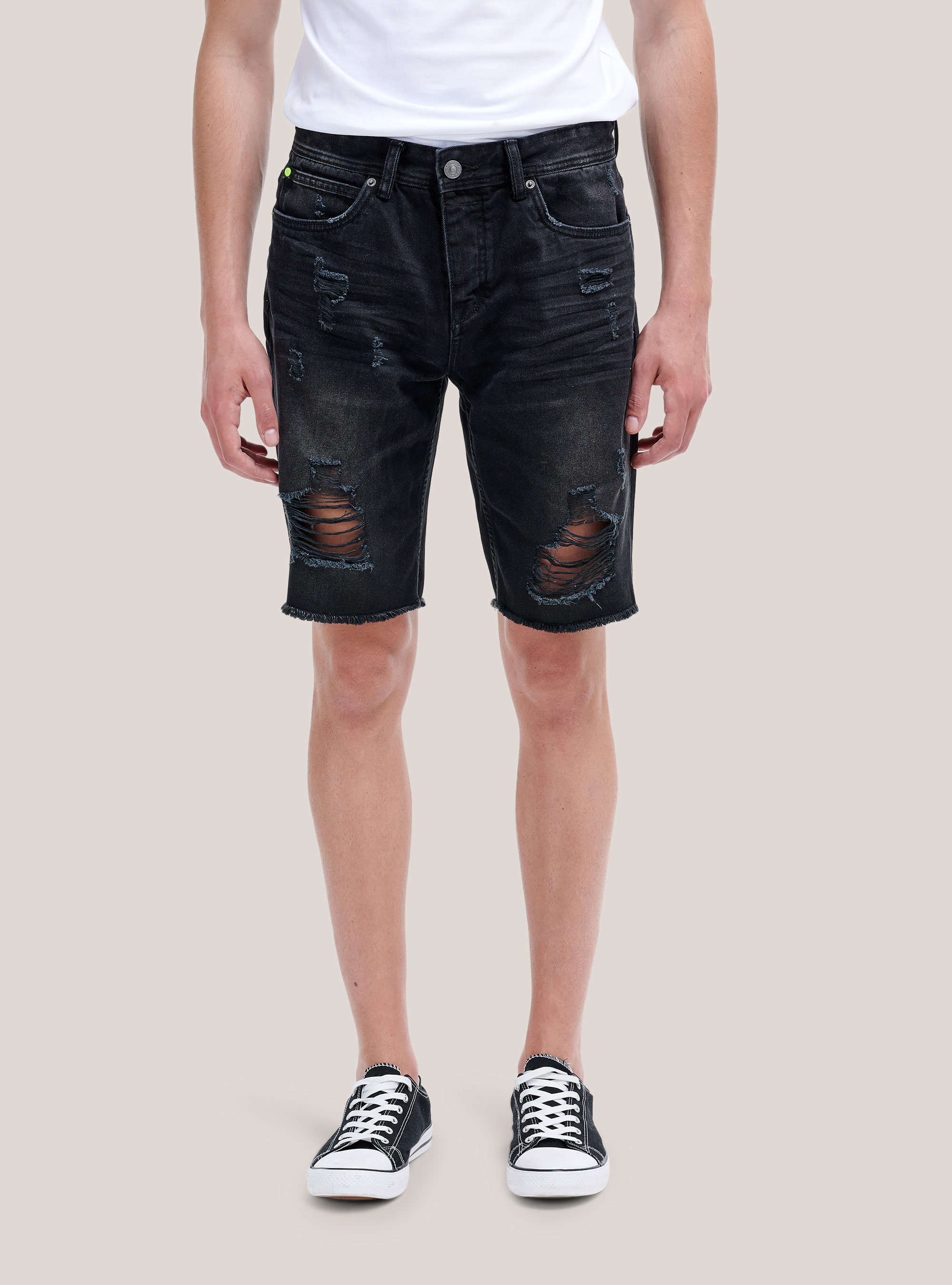 Pantalones cortos con roturas, NEGRO