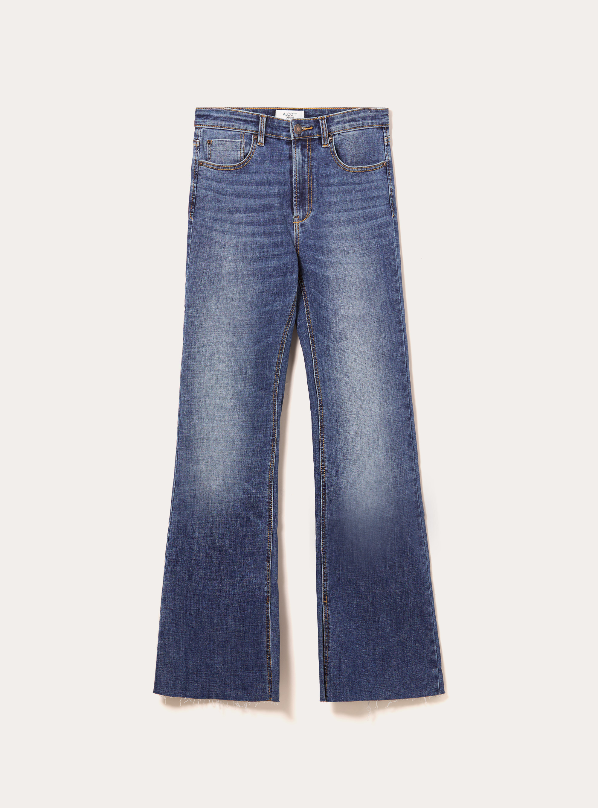 High-waisted flare jeans, D003 MEDIUM BLUE