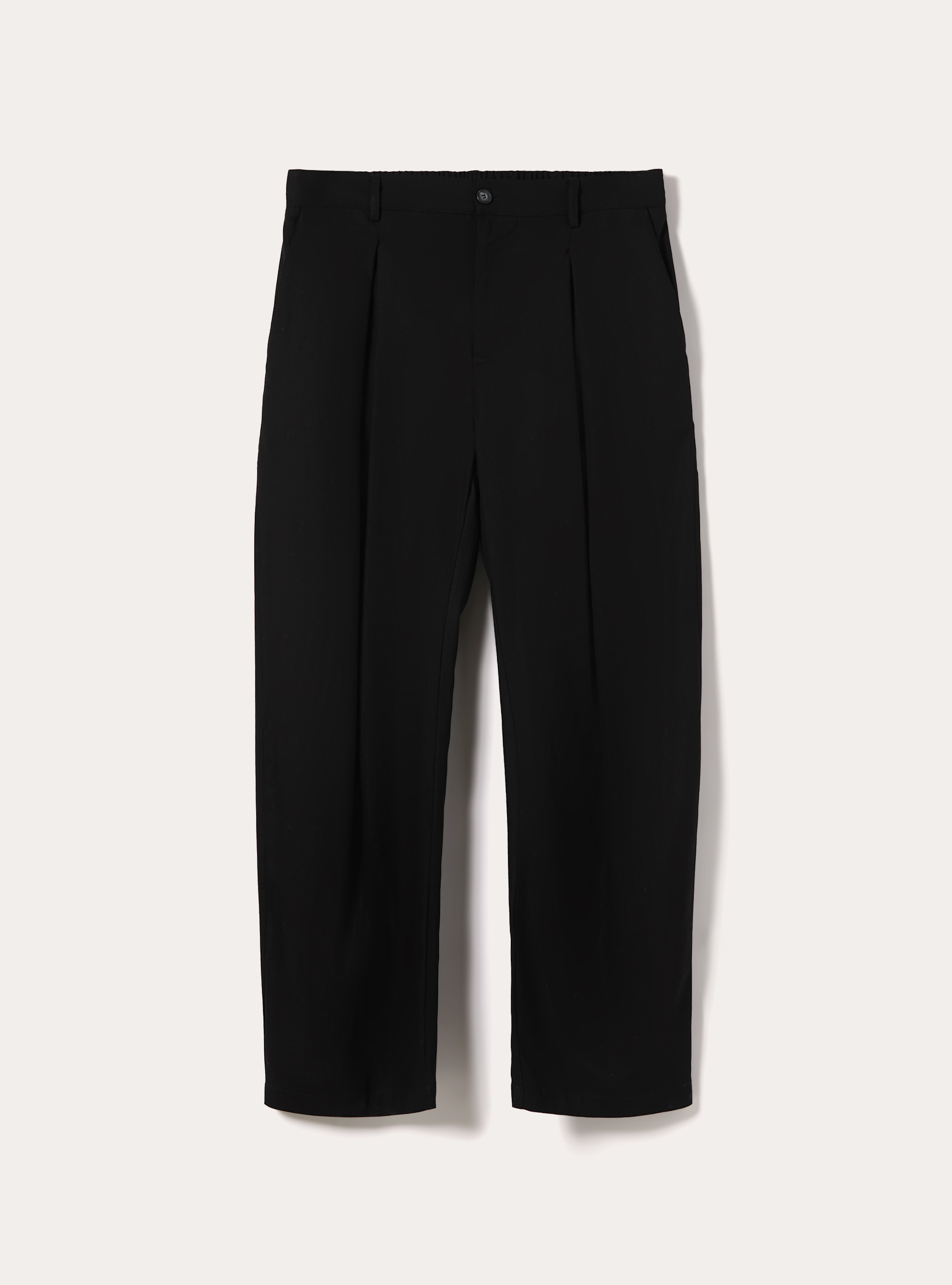 Pantaloni una pince in misto lino, BK1 BLACK