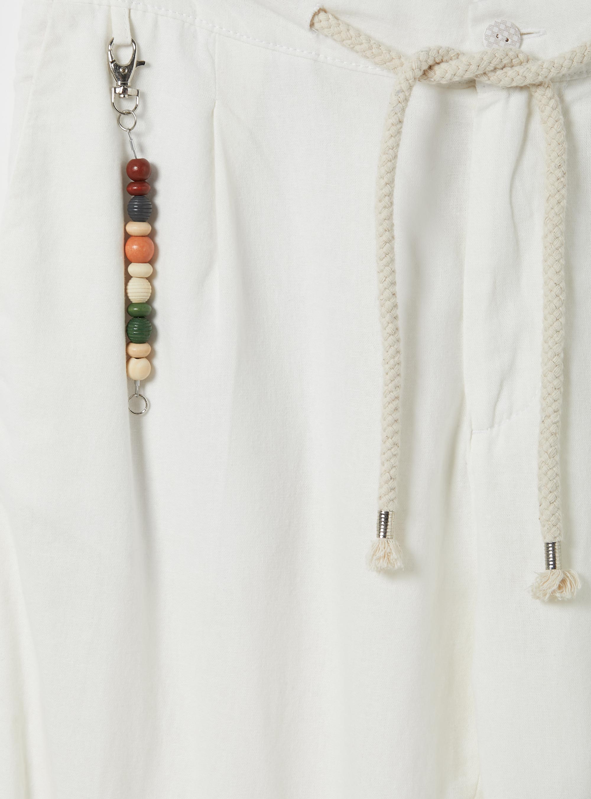Linen-blend trousers with drawstring waist, WH2 WHITE