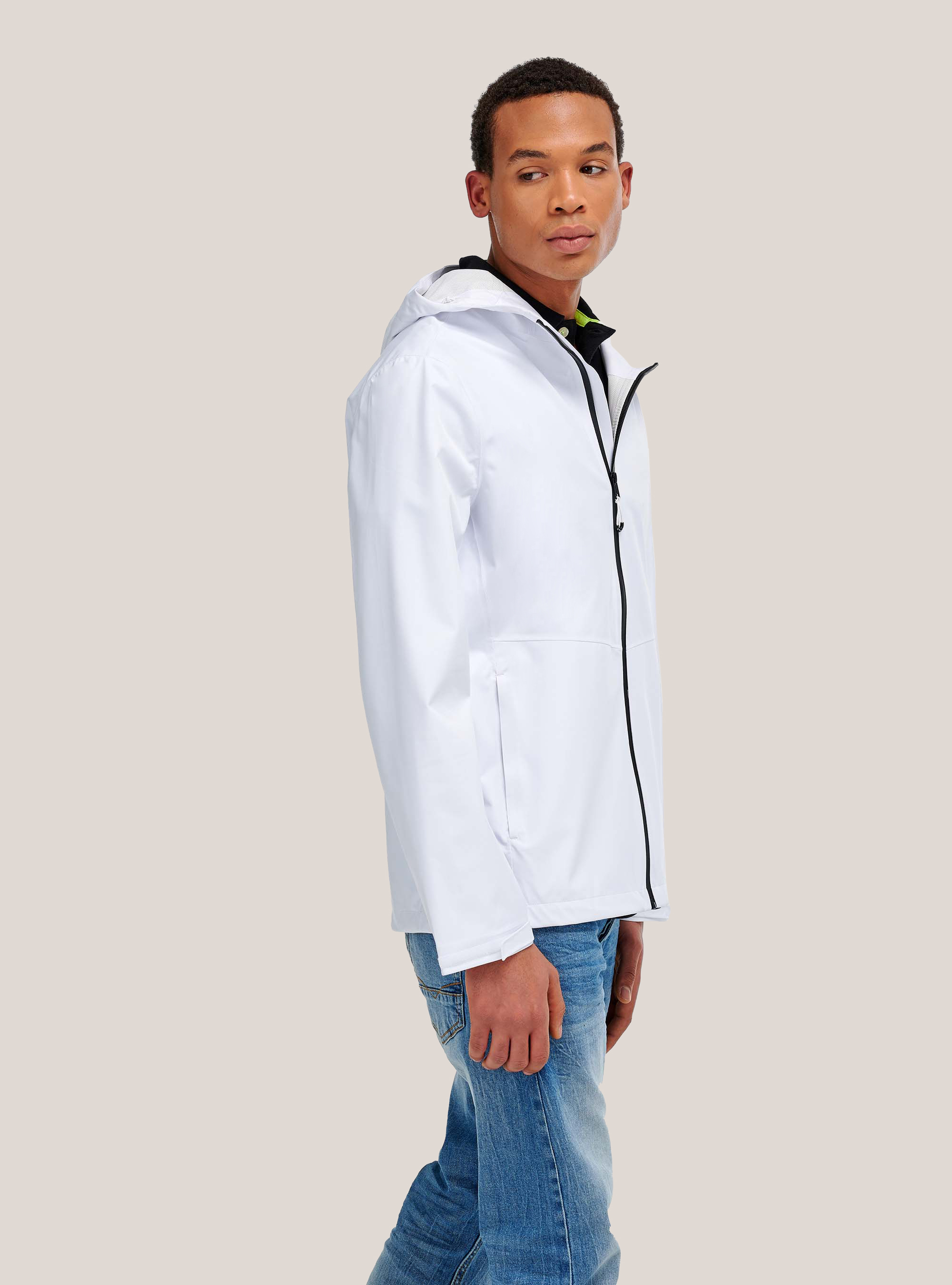 Veste coupe slim en tissu technique, C099 WHITE