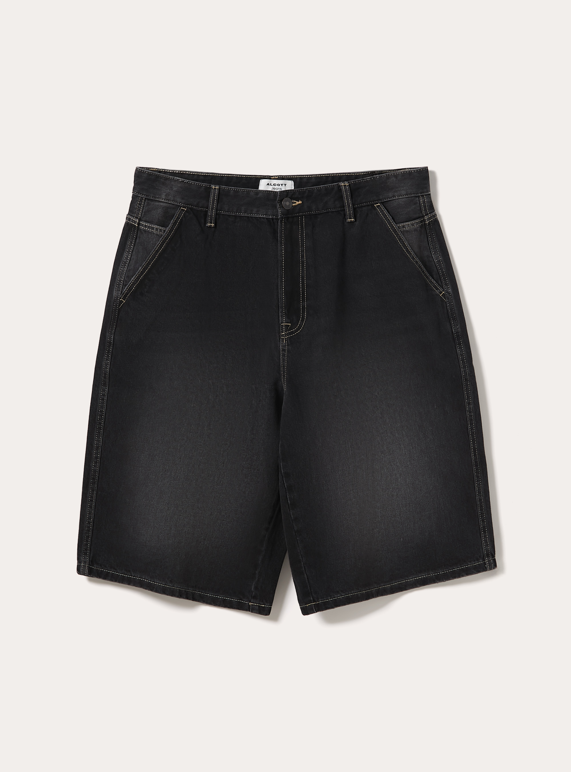Jorts in denim loose fit, D000 BLACK