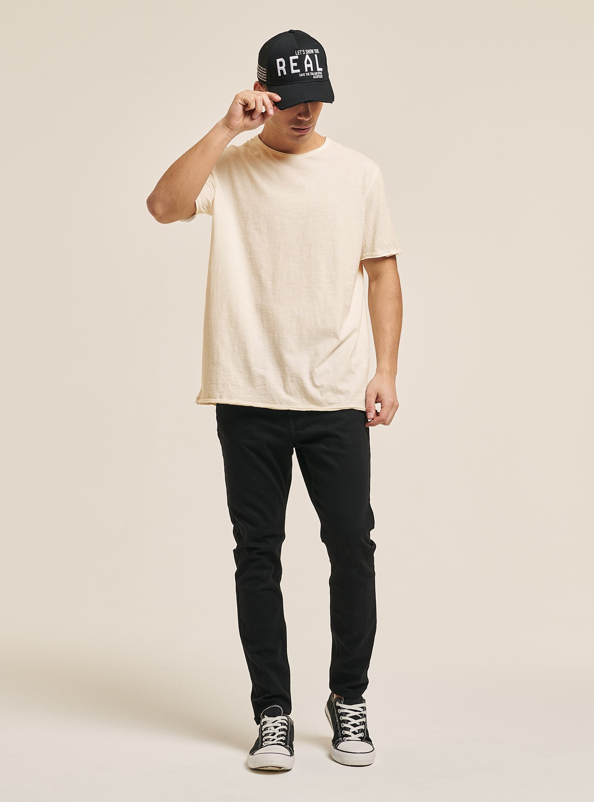 T-shirt en coton uni de base, C104 CREAM