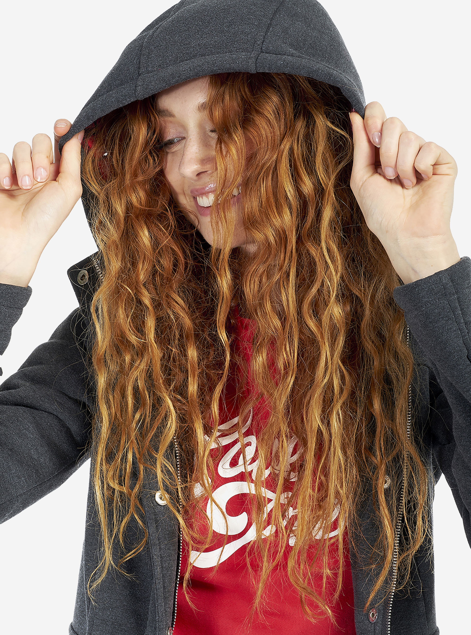 HOODED SWEATSHIRT COAT, GREY MELANGE