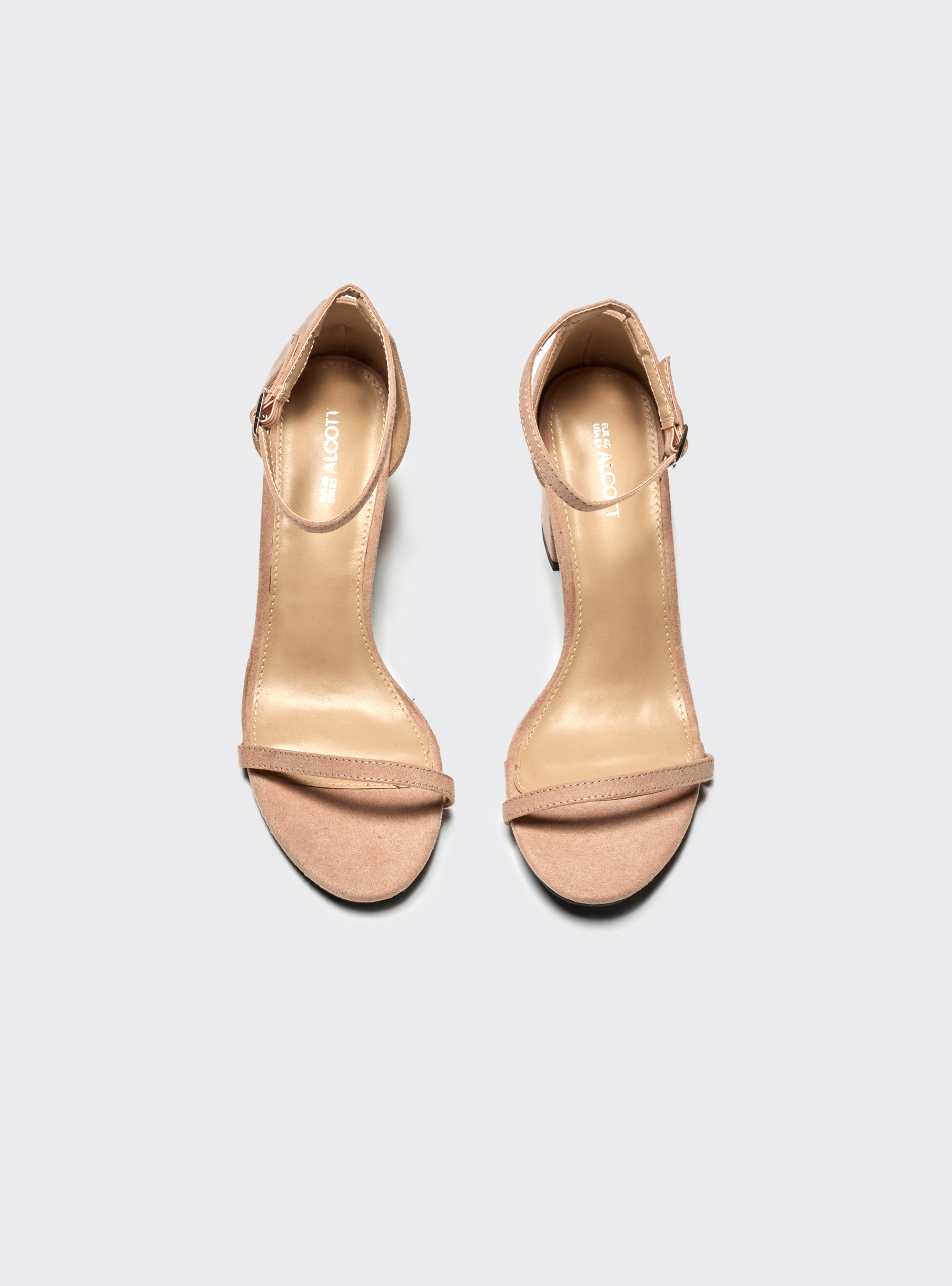 Sandali effetto camoscio con tacco largo, C5577 BEIGE